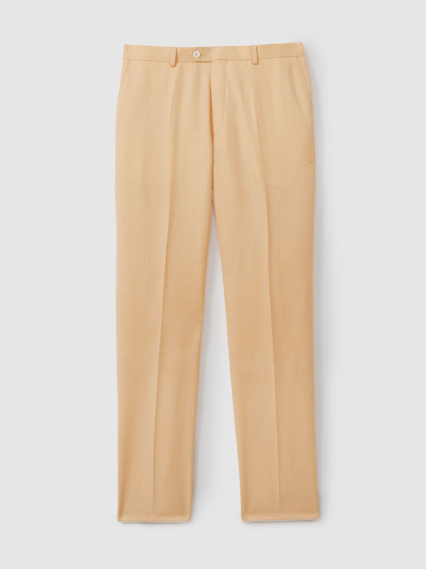 Denz Trousers Sand Oscar Jacobson Slim Fit Sand Wool Trousers - Image 2 of 6