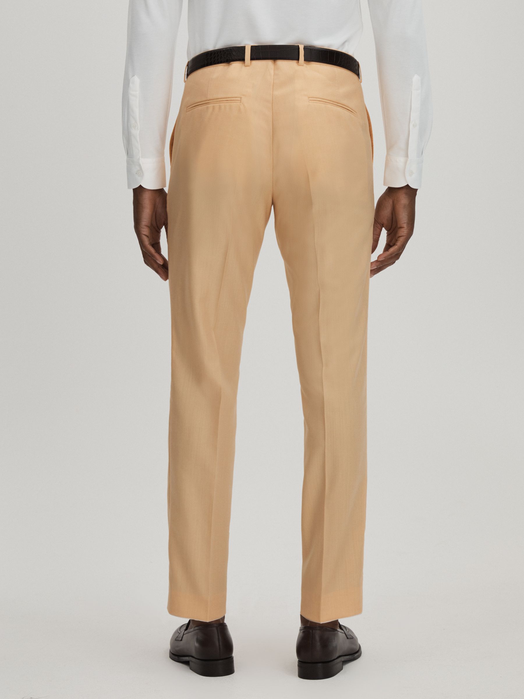 Denz Trousers Sand Oscar Jacobson Slim Fit Sand Wool Trousers - Image 5 of 6