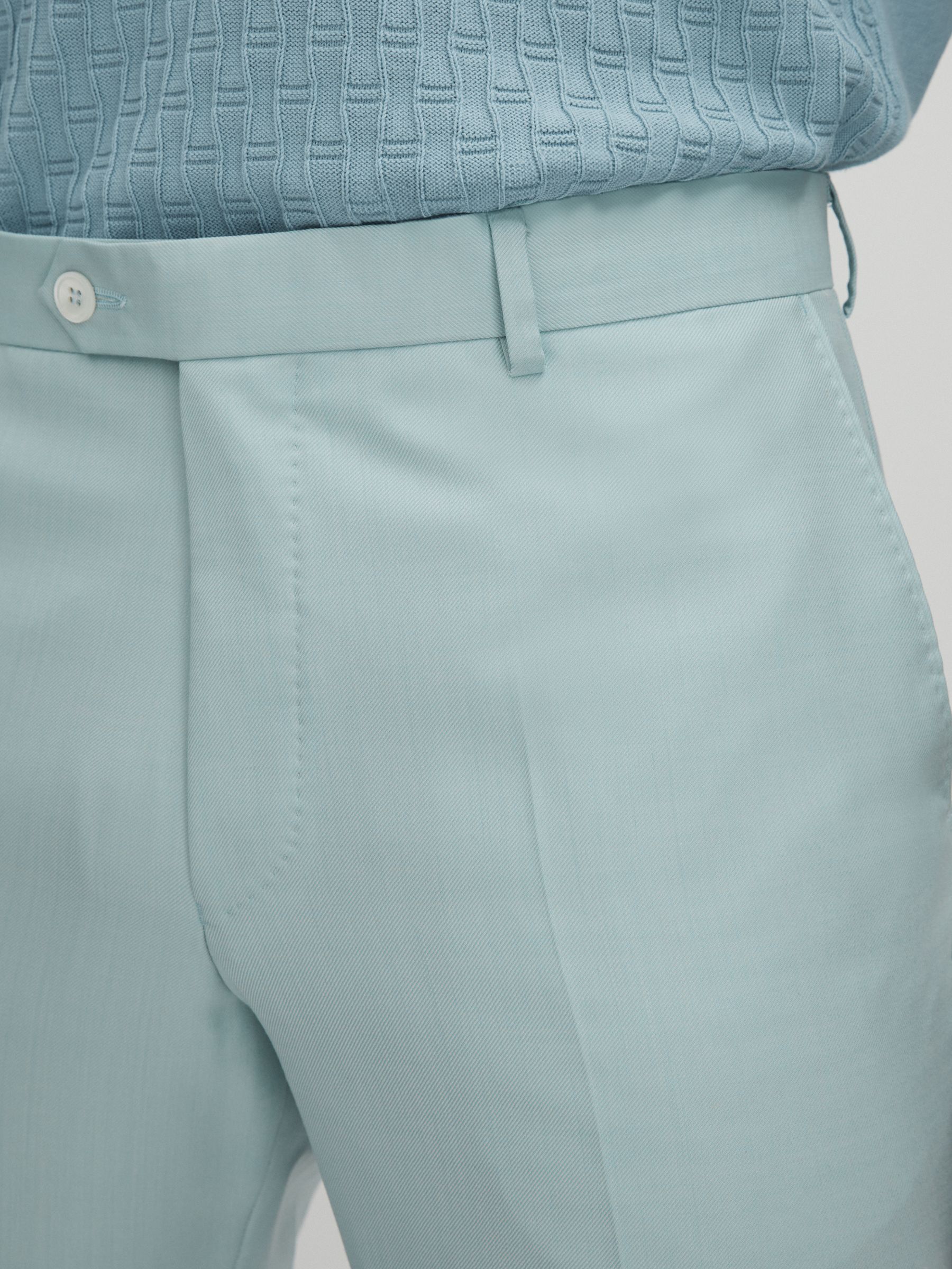 Denz Trousers Blue Oscar Jacobson Slim Fit Blue Wool Trousers - Image 4 of 6