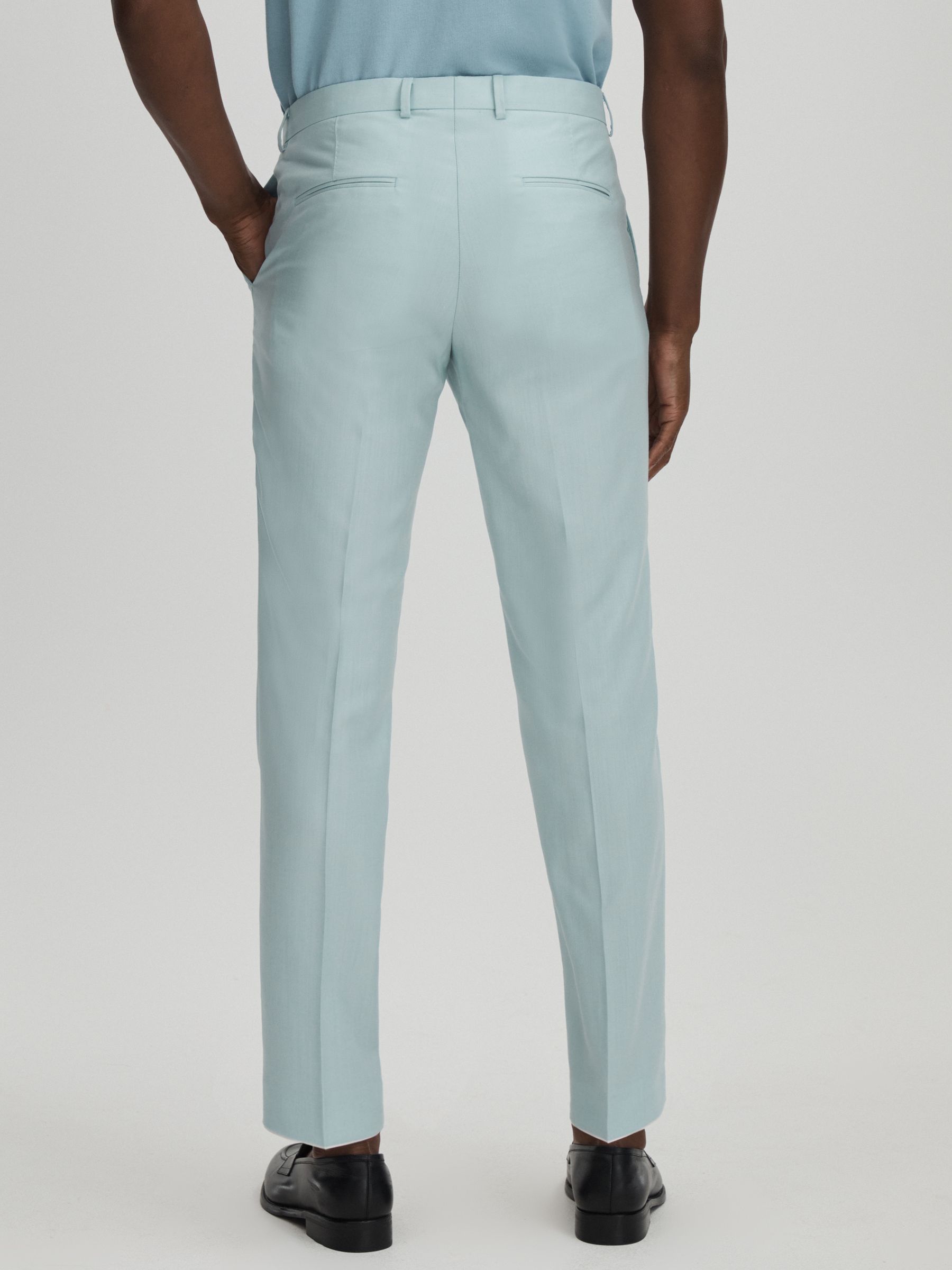 Denz Trousers Blue Oscar Jacobson Slim Fit Blue Wool Trousers - Image 5 of 6
