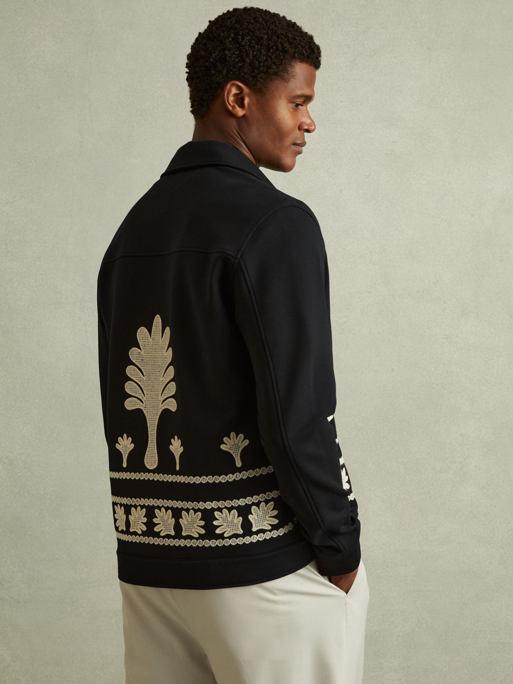 Gatsby Navy Interlock Jersey Embroidered Jacket - Image 4 of 5