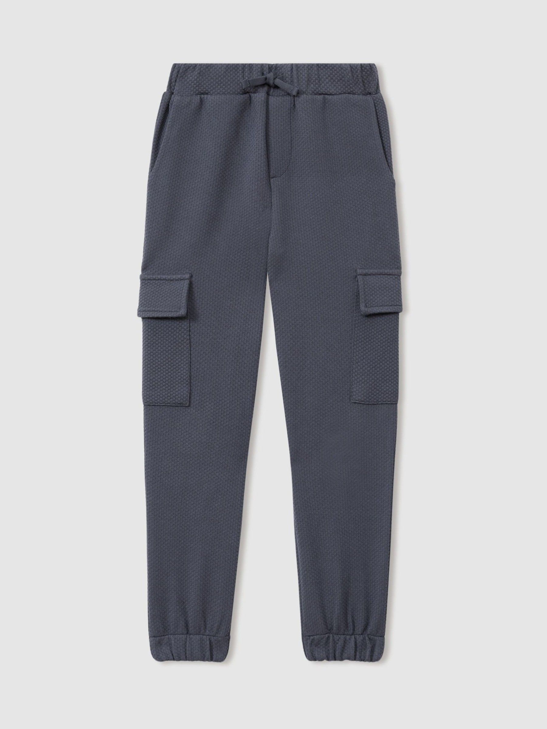 3-9 yrs Textured Cotton Blend Drawstring Joggers in Steel Blue - Image 2 of 4