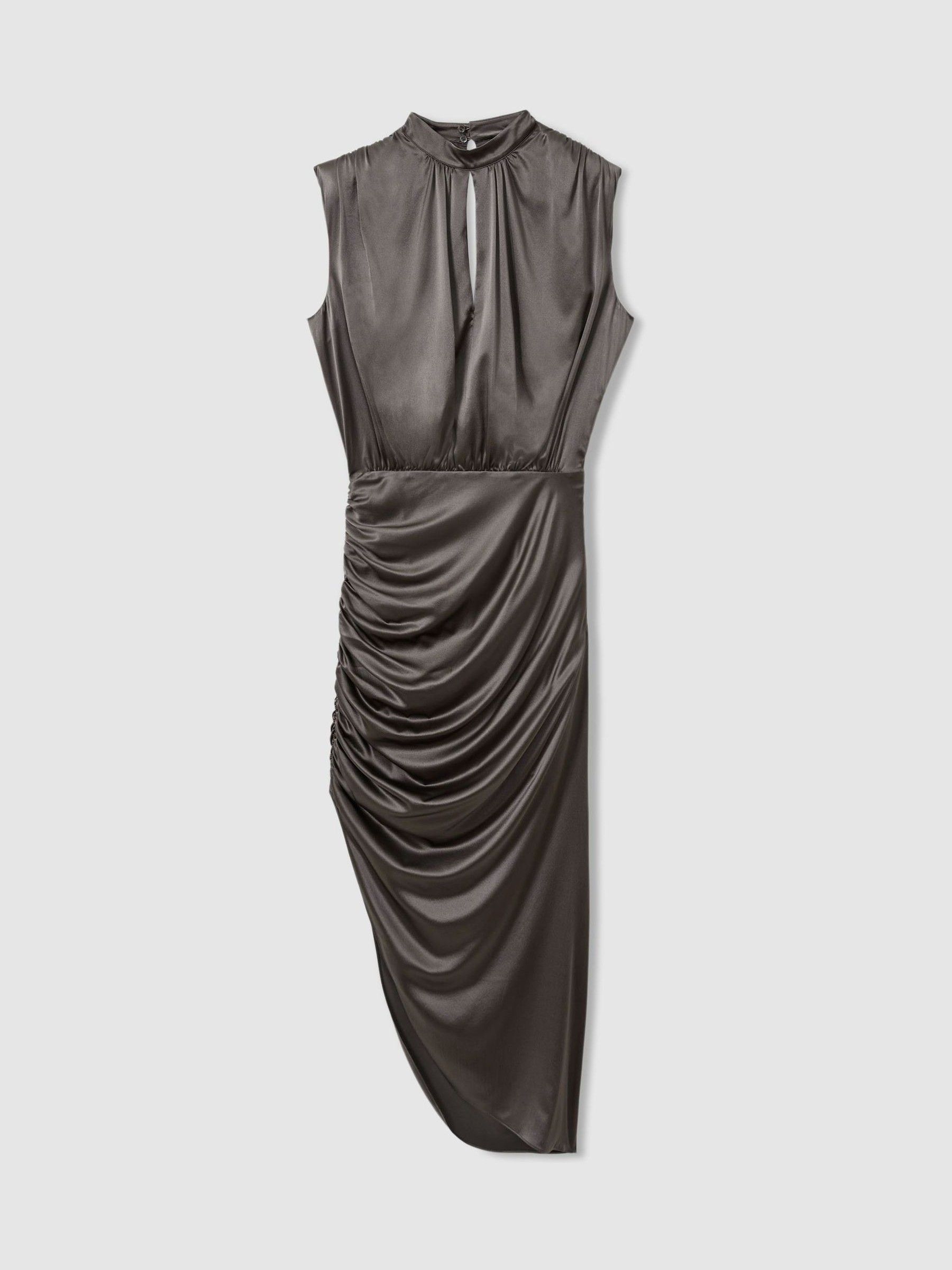 Atelier Ruched Silk-Blend Satin Dress in Silver - Image 2 of 5