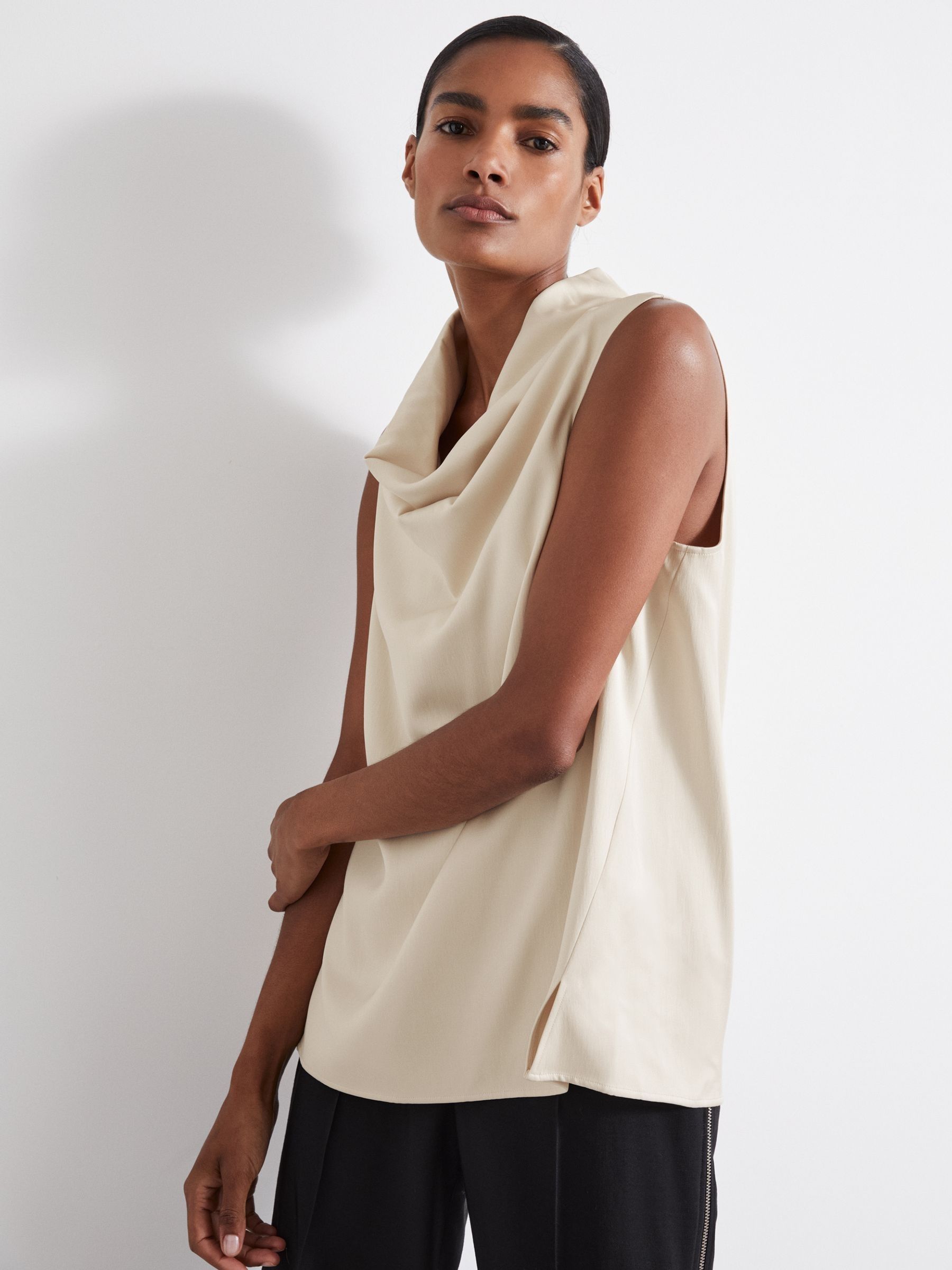 Atelier Satin Cowl-Neck Top in Ivory - Image 3 of 5