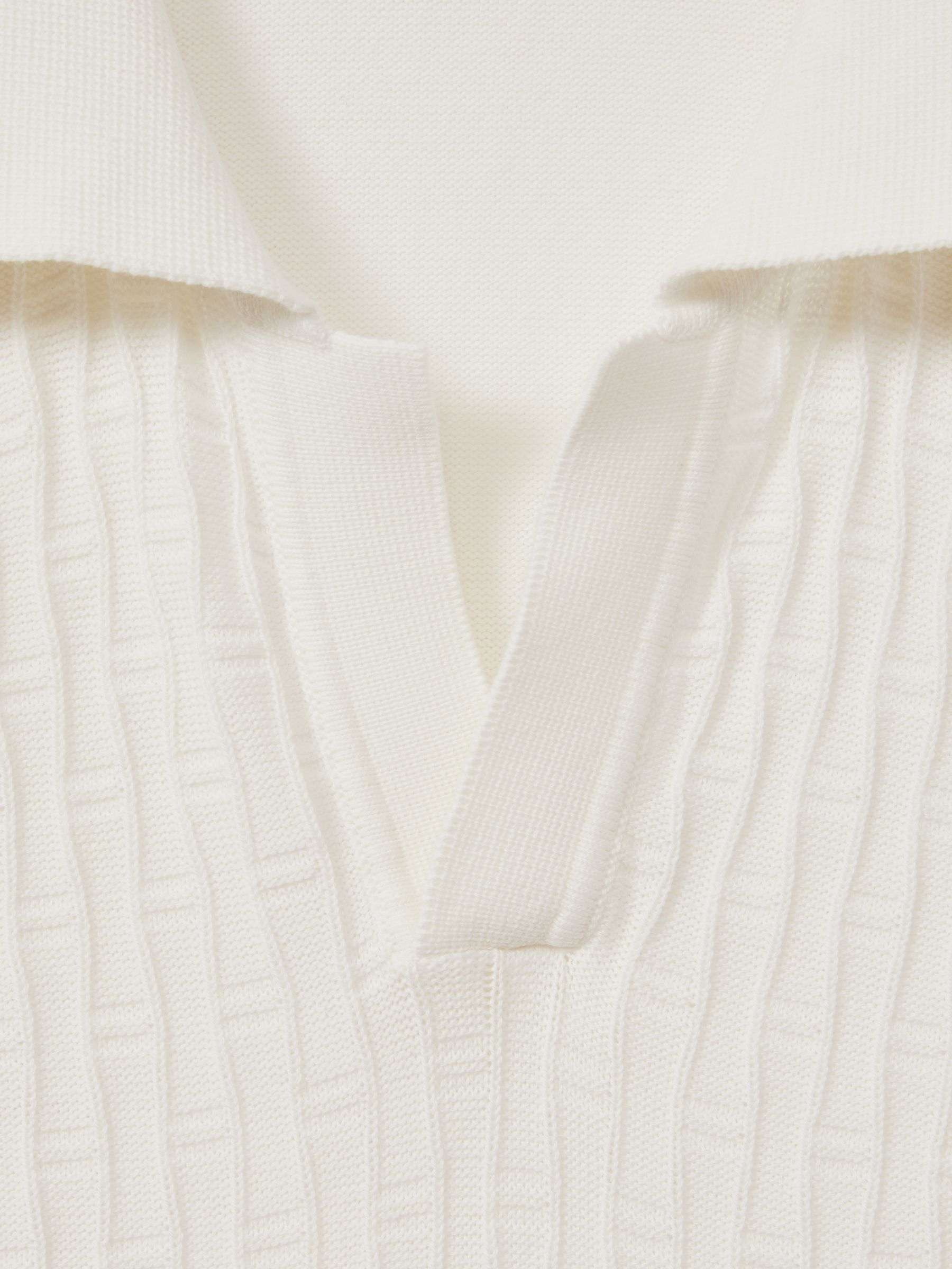 Oscar Jacobson 100% Cotton Open-Collar Polo Shirt in Snow White - Image 5 of 5