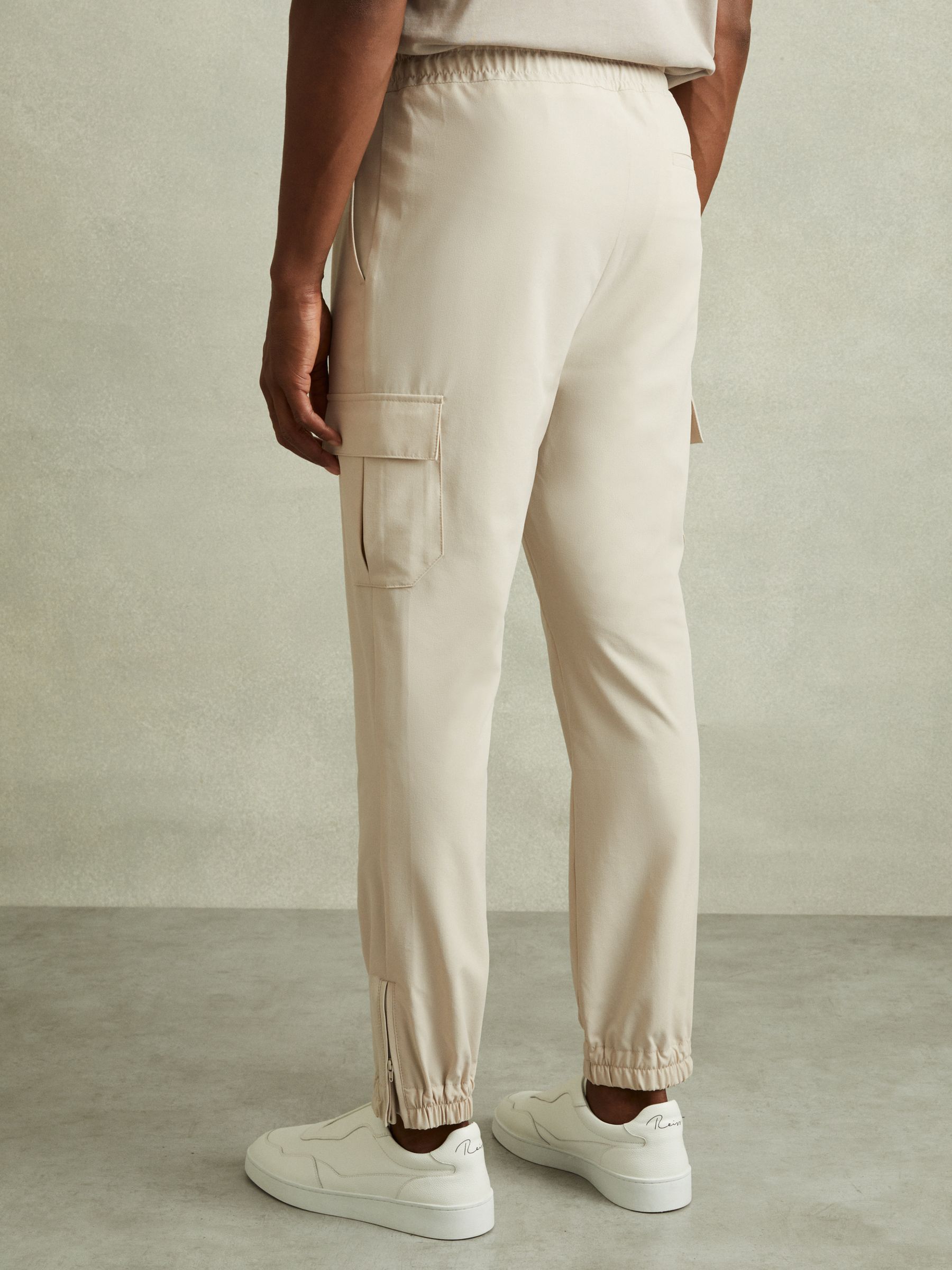 Elasticated Cargo Trousers in Stone - Image 4 of 6