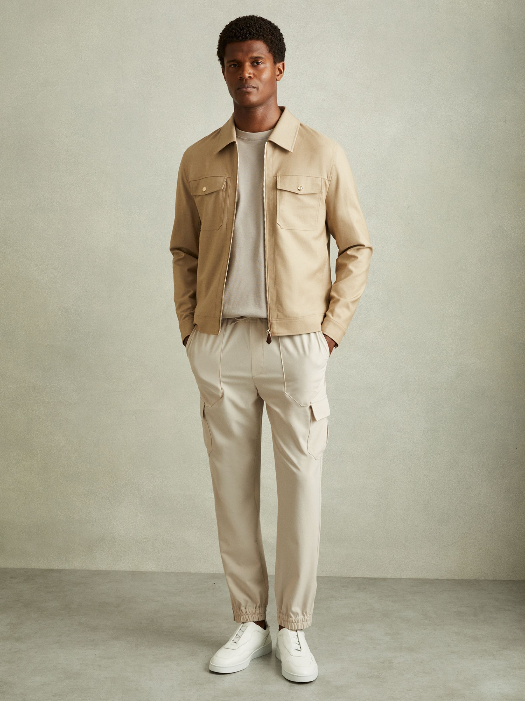 Elasticated Cargo Trousers in Stone - Image 5 of 6