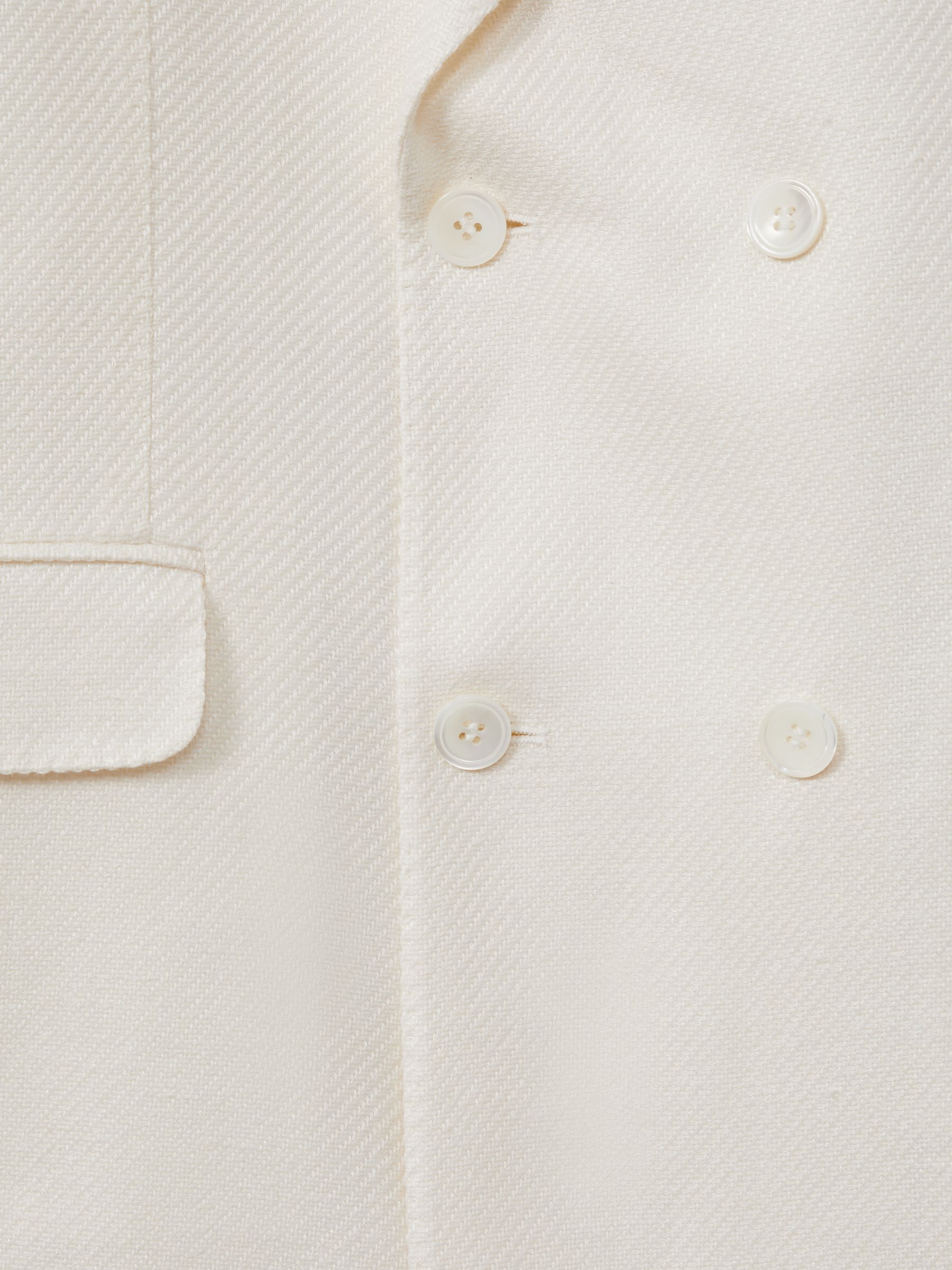 Oscar Jacobson Linen-Wool Twill Double Breasted Blazer in Snow White - Image 6 of 6