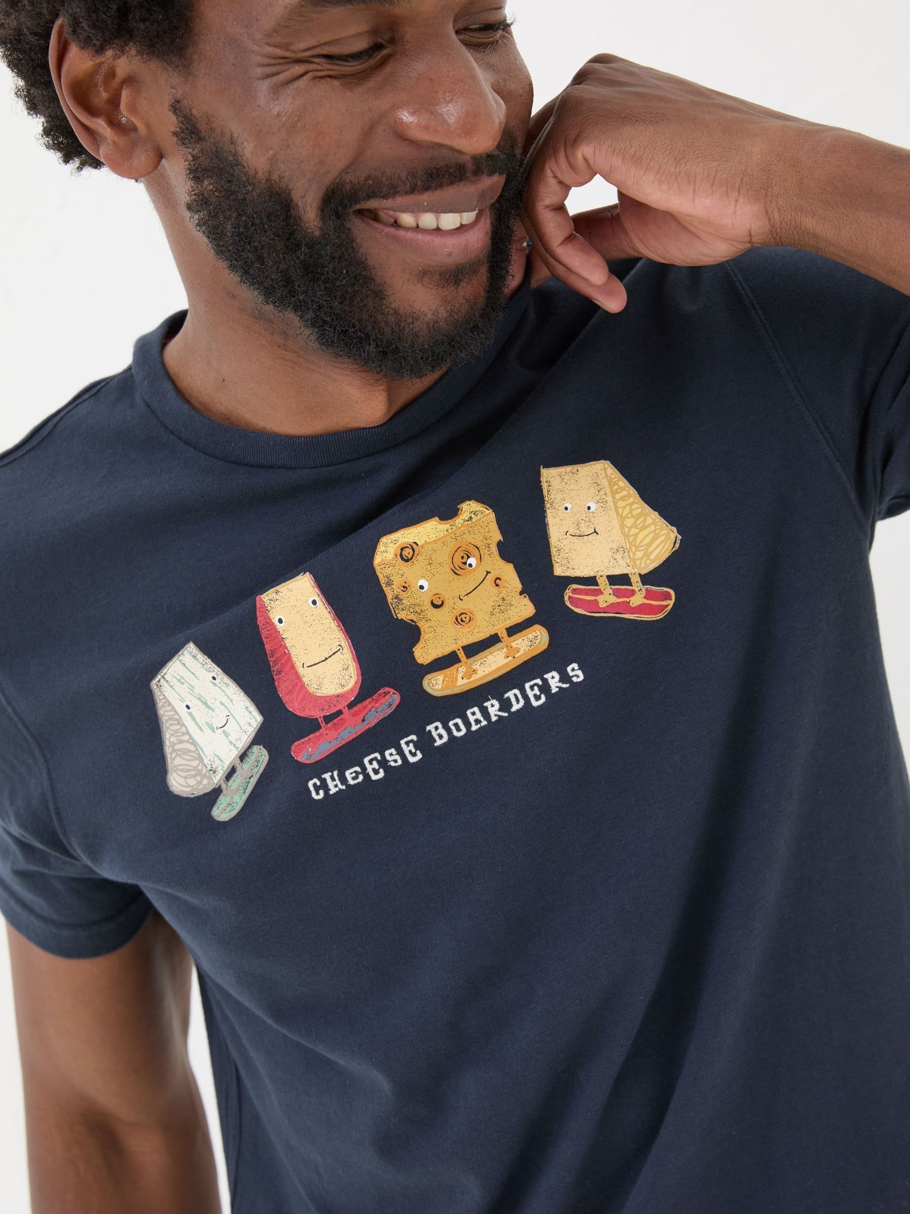 Navy Cheese Boarders Graphic T-Shirt - Image 6 of 10