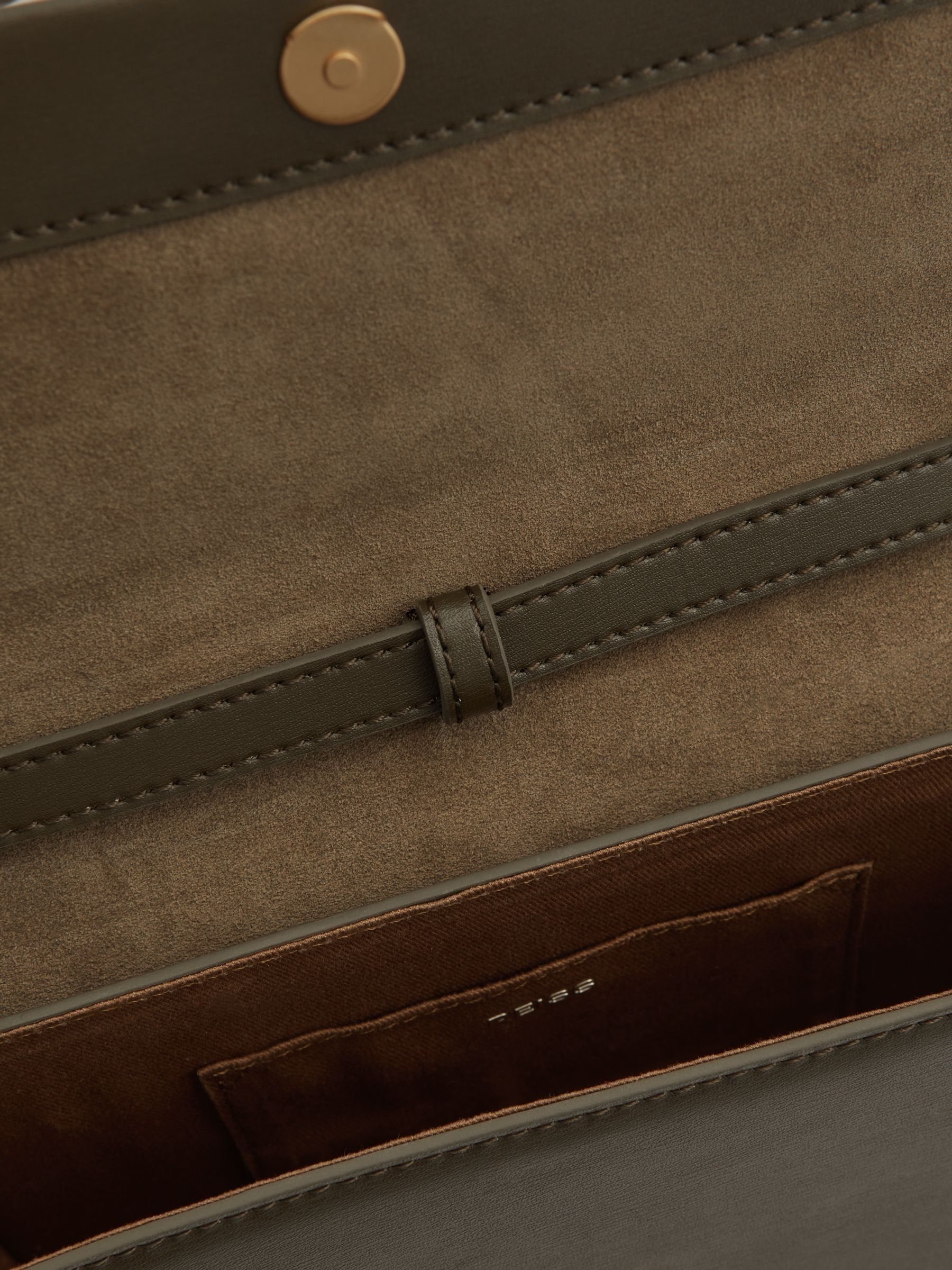 Leather Suede Chain Crossbody Bag in Olive - Image 4 of 5