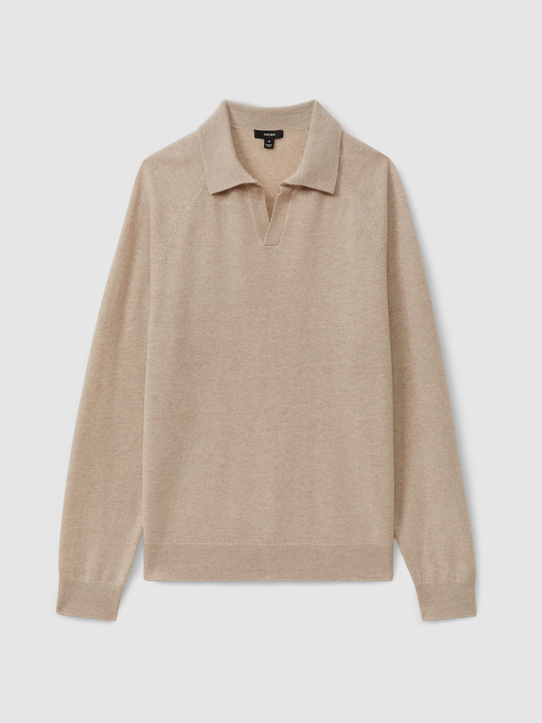 Wool-Cashmere Open-Collar Polo Shirt in Oatmeal - Image 2 of 5