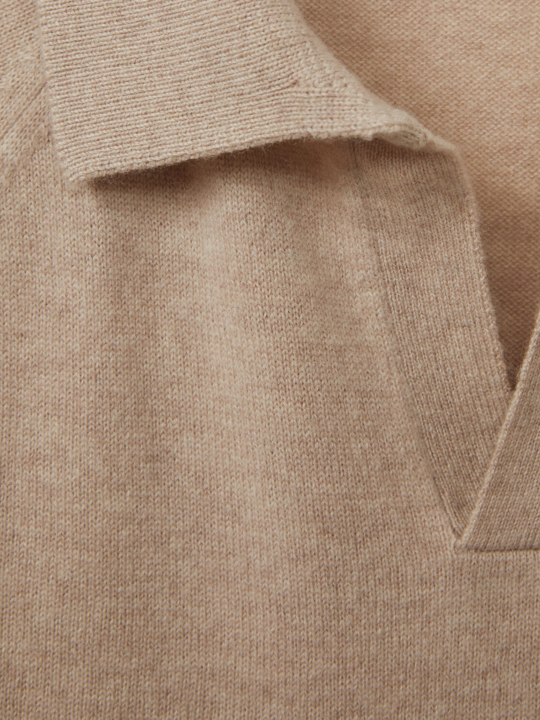 Wool-Cashmere Open-Collar Polo Shirt in Oatmeal - Image 5 of 5