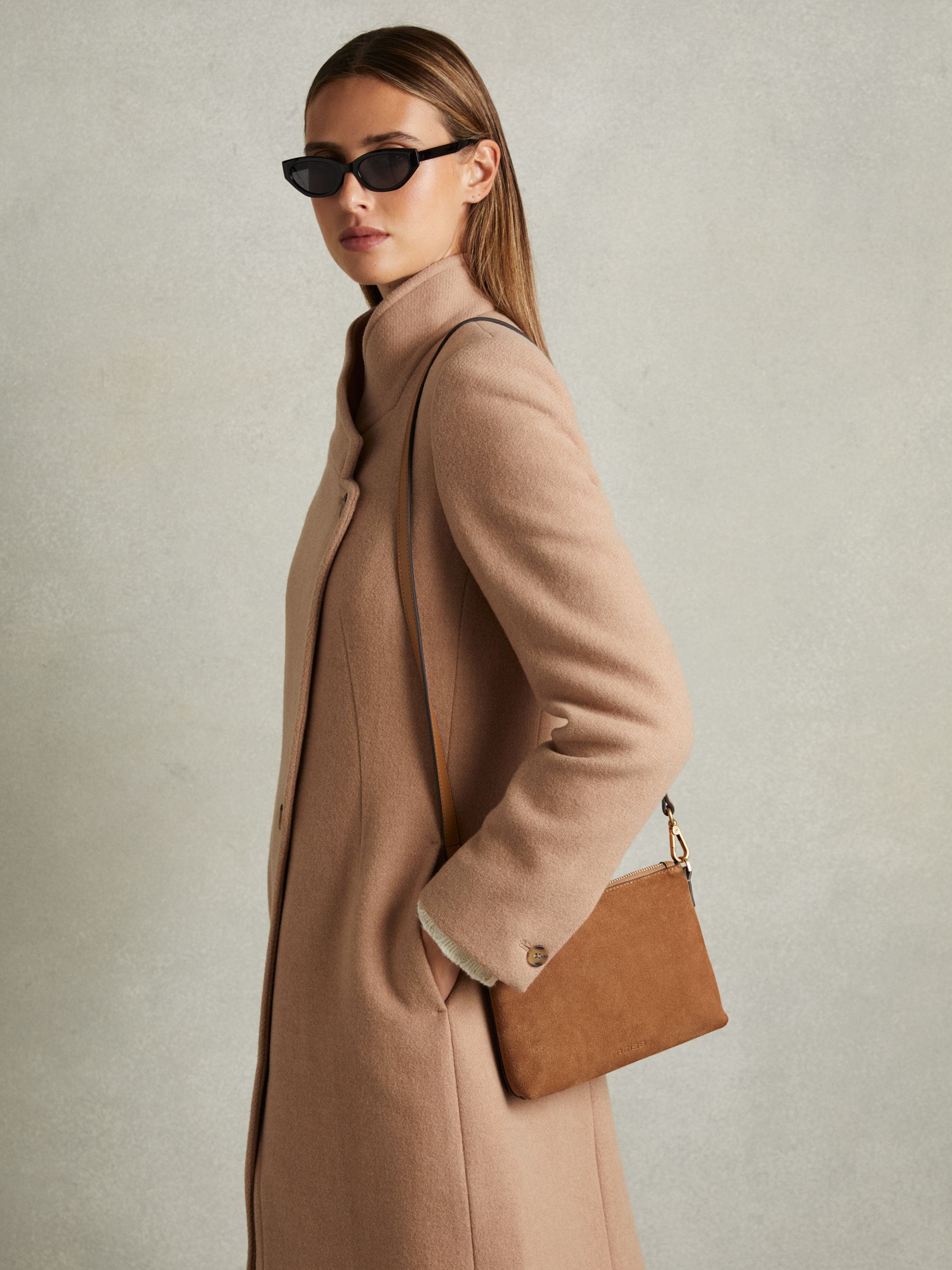 Leather and Suede Double-Strap Bag in Tan - Image 2 of 4