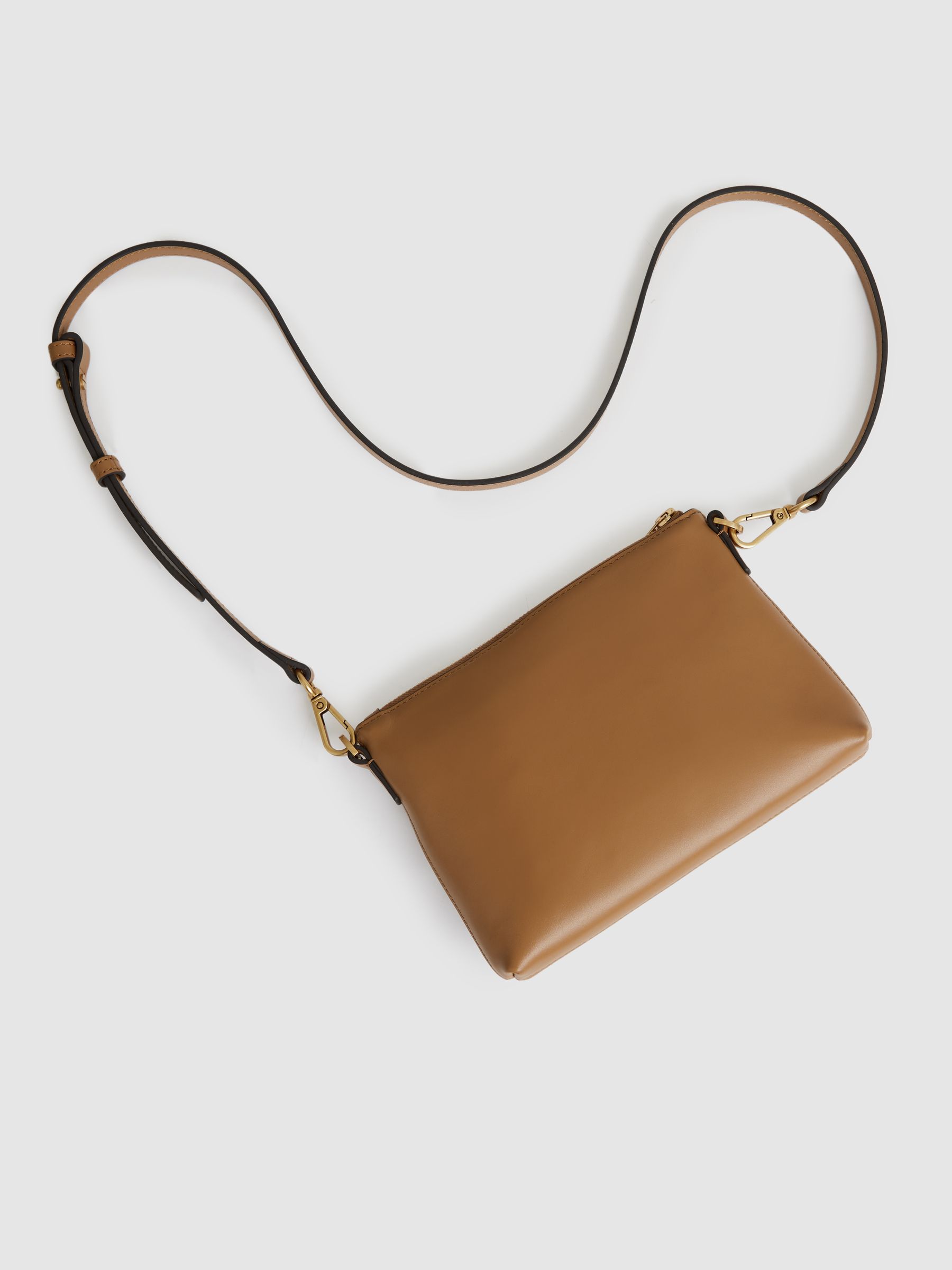 Leather and Suede Double-Strap Bag in Tan - Image 3 of 4