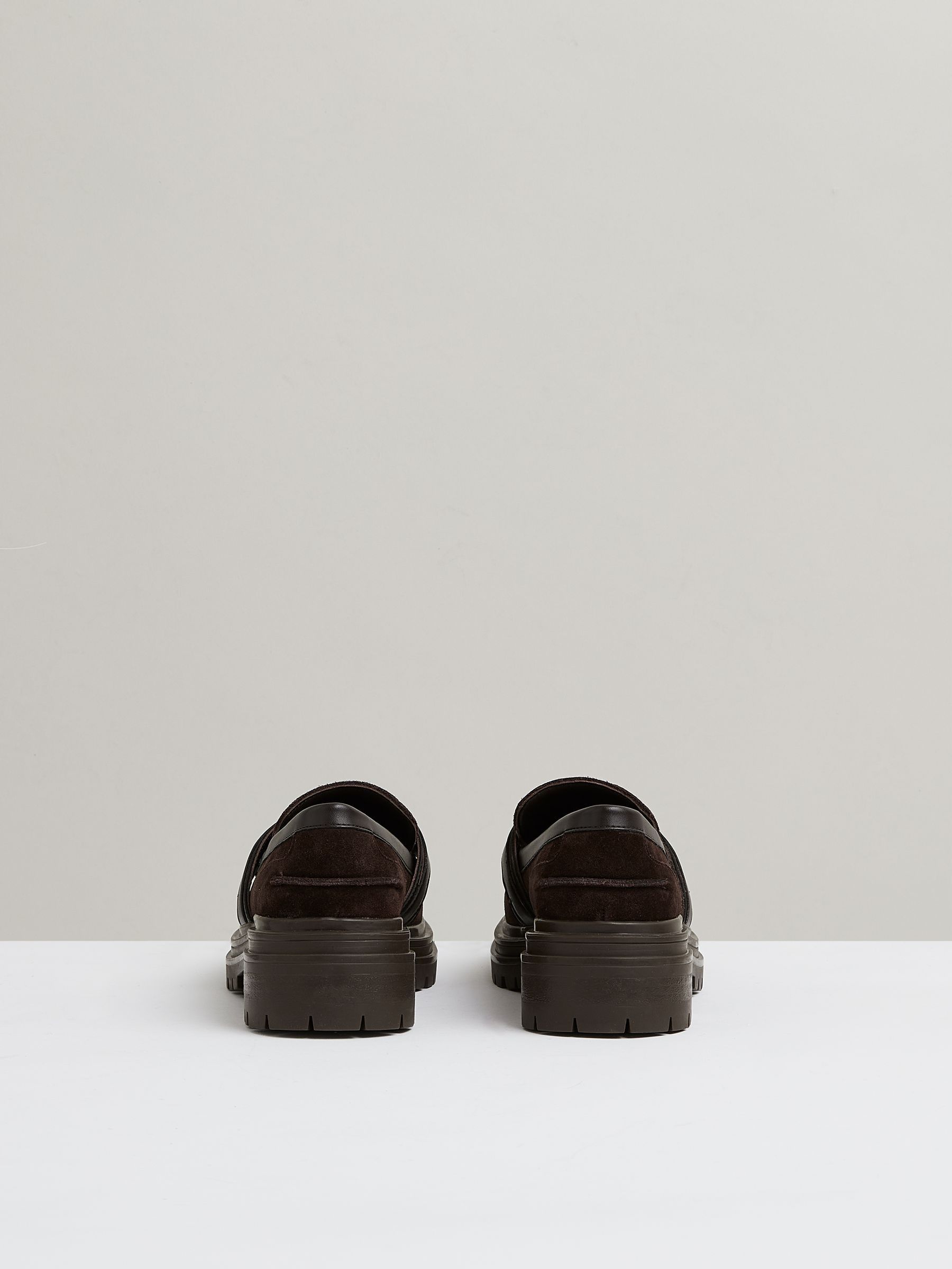 Suede and Leather Cleated Loafers in Chocolate - Image 5 of 5