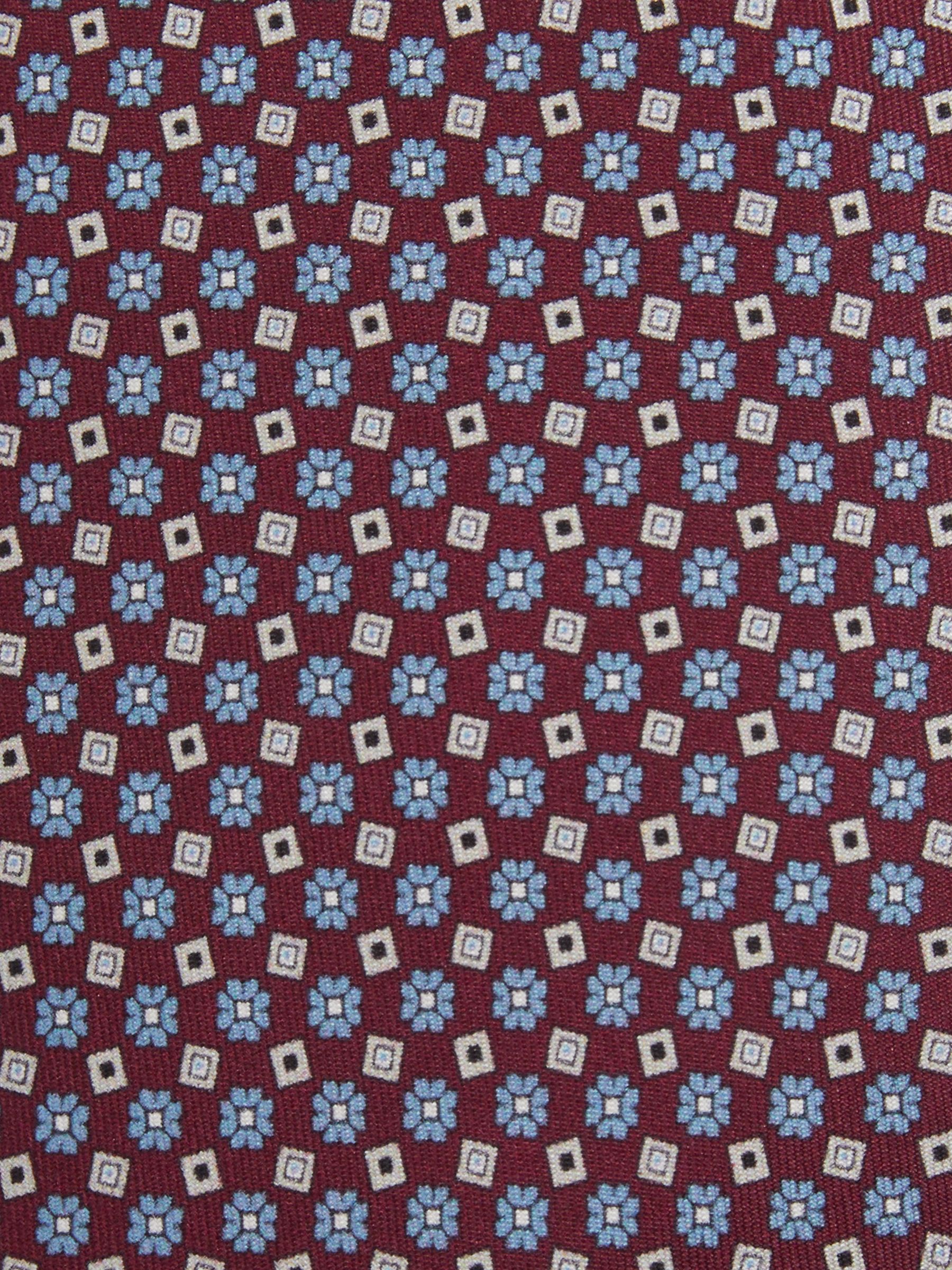 Silk Floral Print Tie in Bordeaux - Image 5 of 5