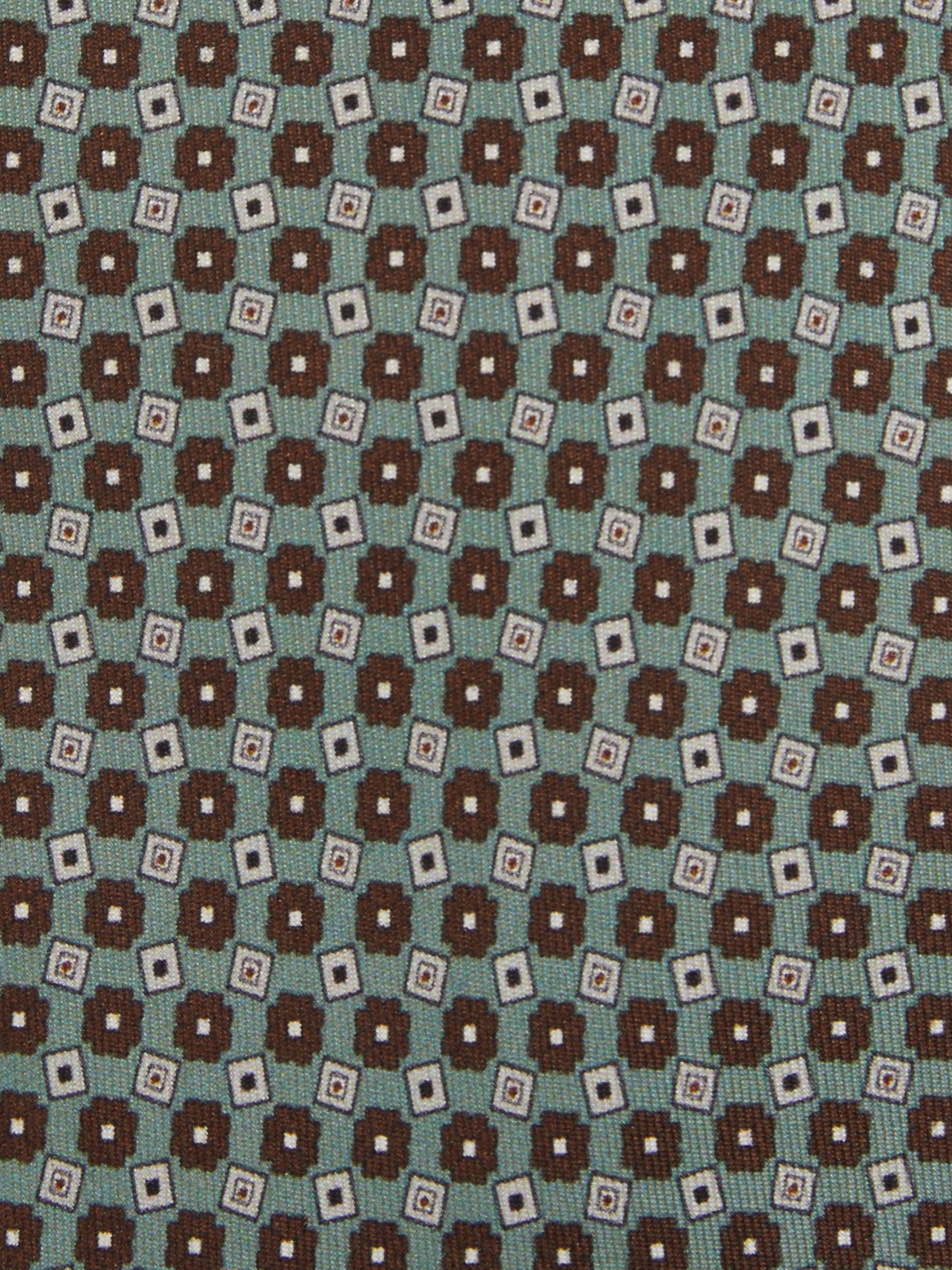 Silk Floral Print Tie in Light Green - Image 5 of 5