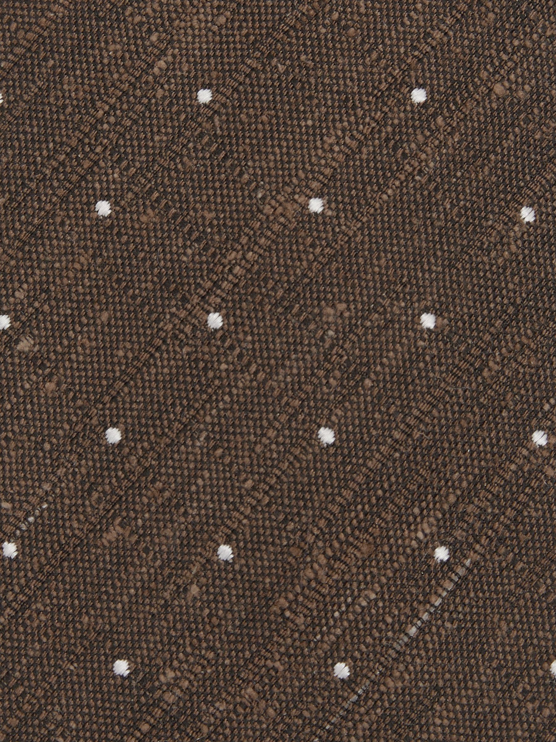 Textured Silk Blend Polka Dot Tie in Dark Tobacco - Image 5 of 5