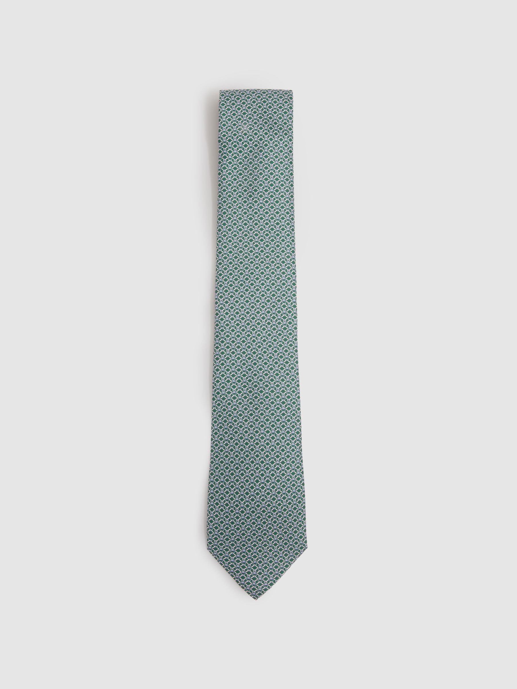 Silk Chain Pattern Tie in Dark Green - Image 1 of 5