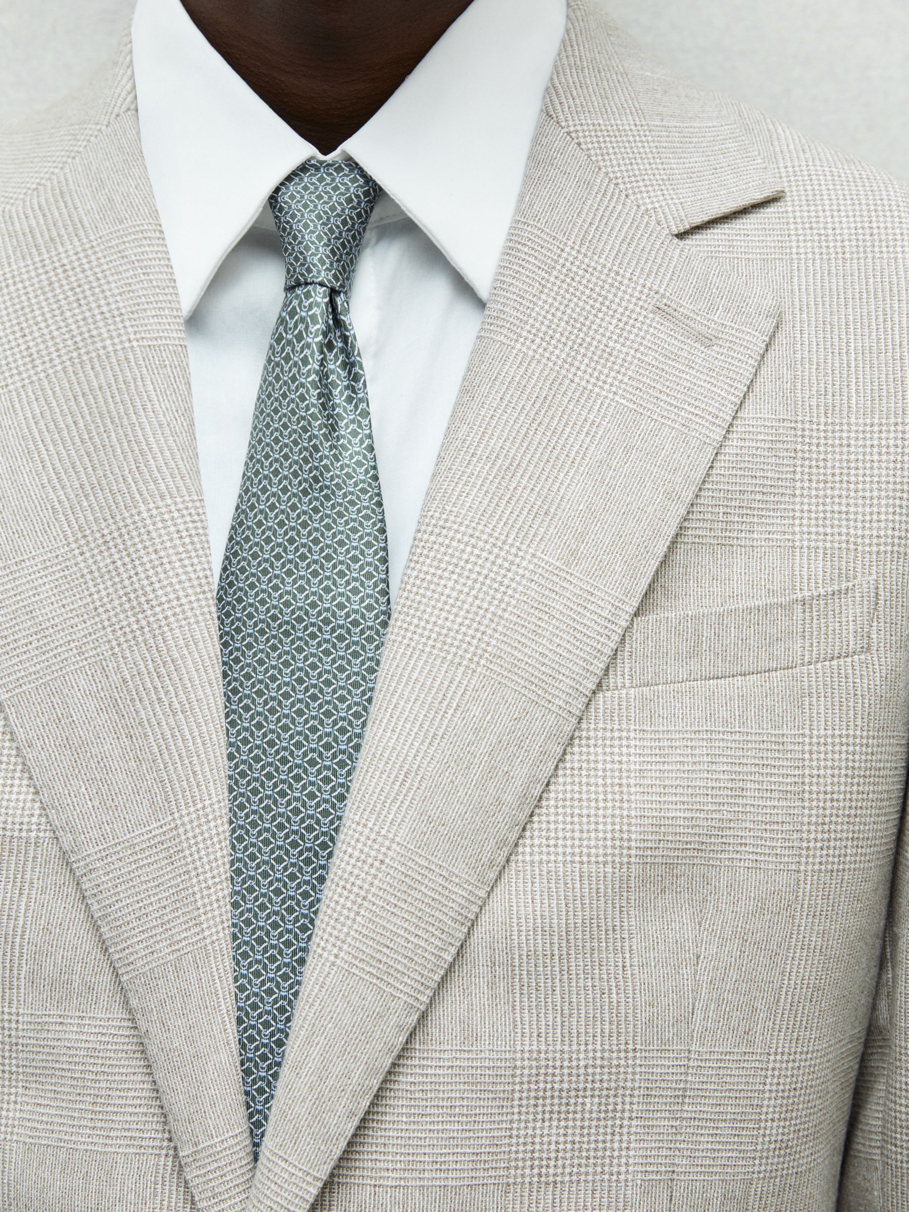 Silk Chain Pattern Tie in Dark Green - Image 2 of 5