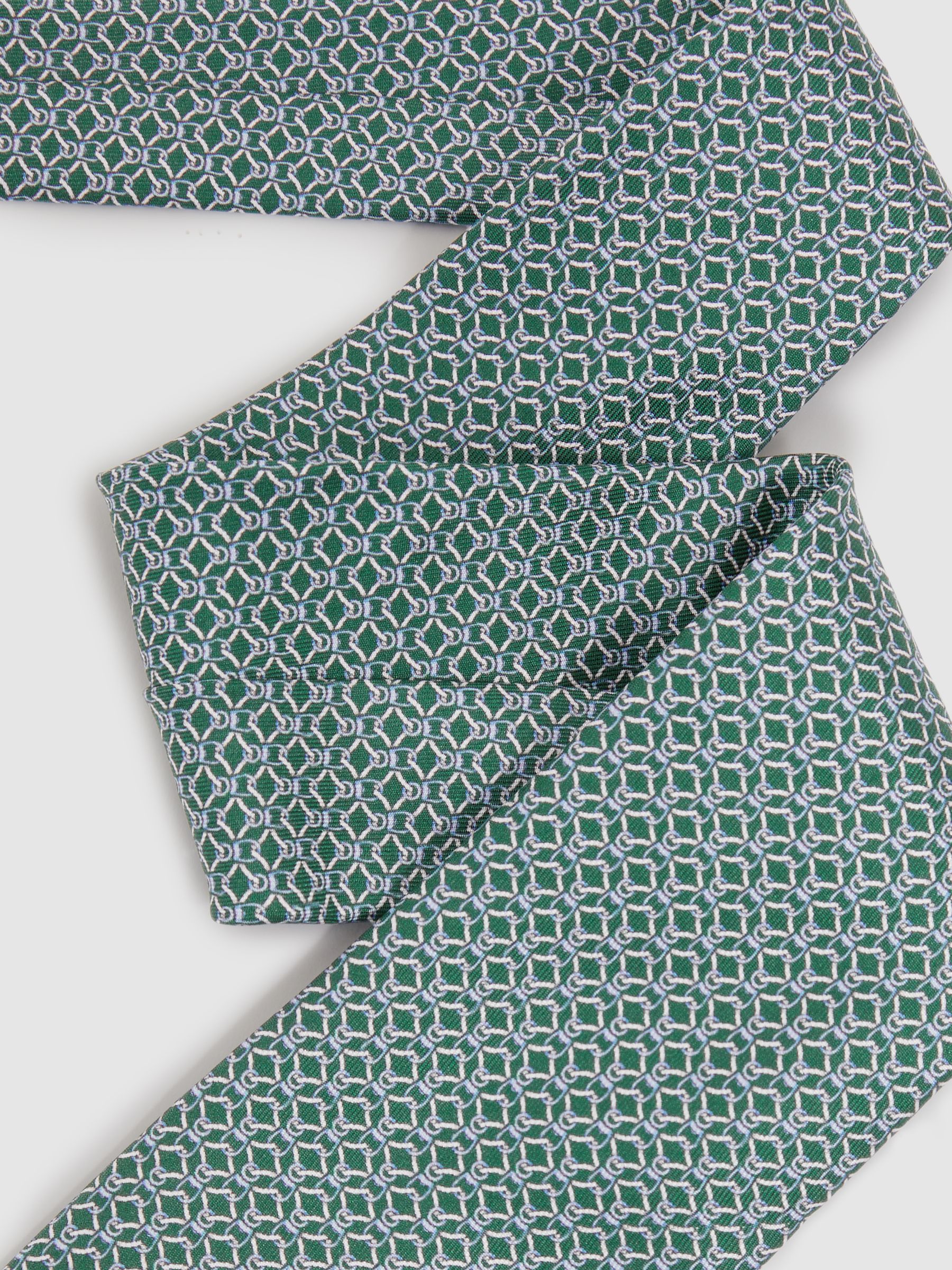 Silk Chain Pattern Tie in Dark Green - Image 3 of 5