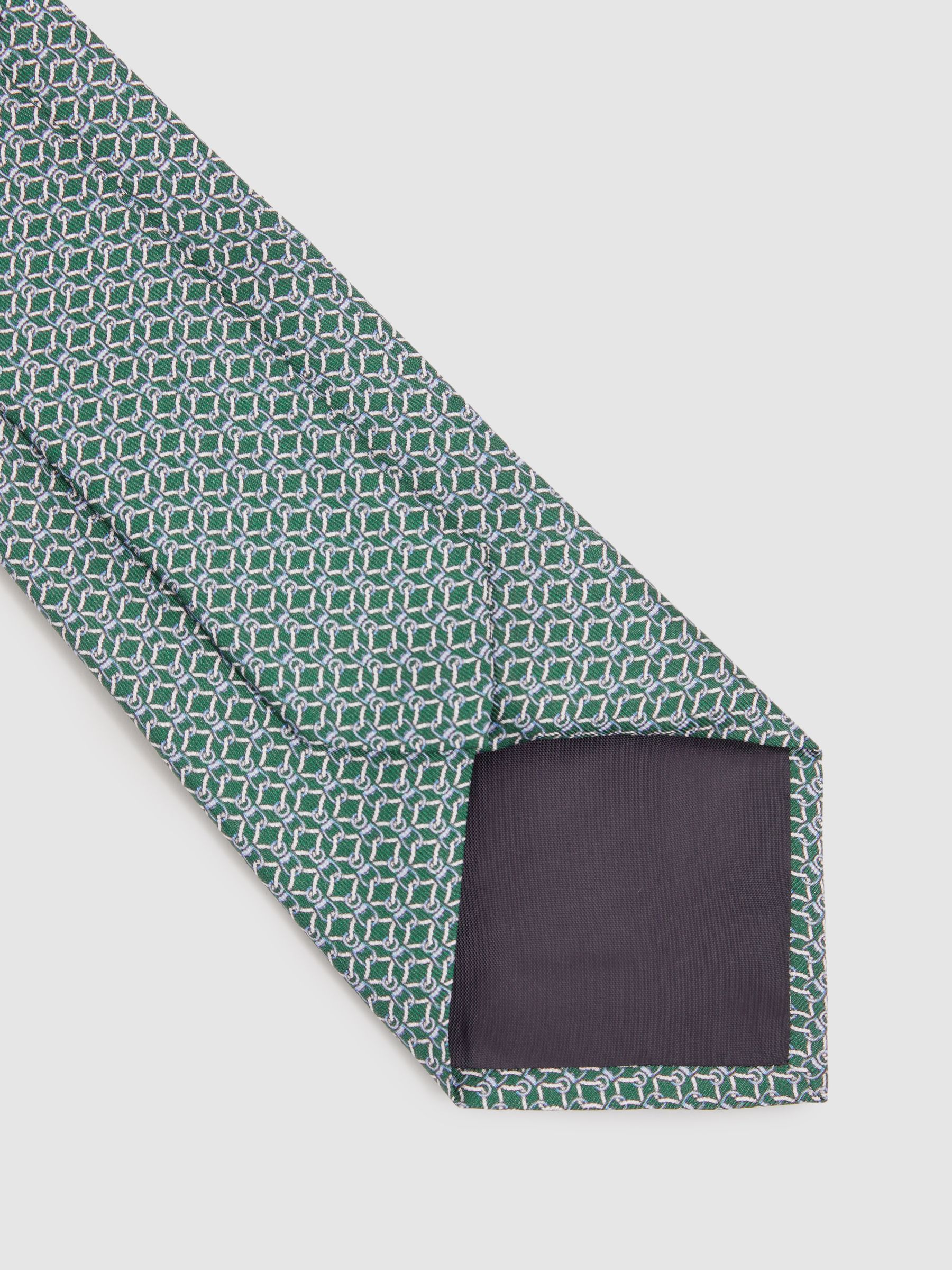 Silk Chain Pattern Tie in Dark Green - Image 4 of 5