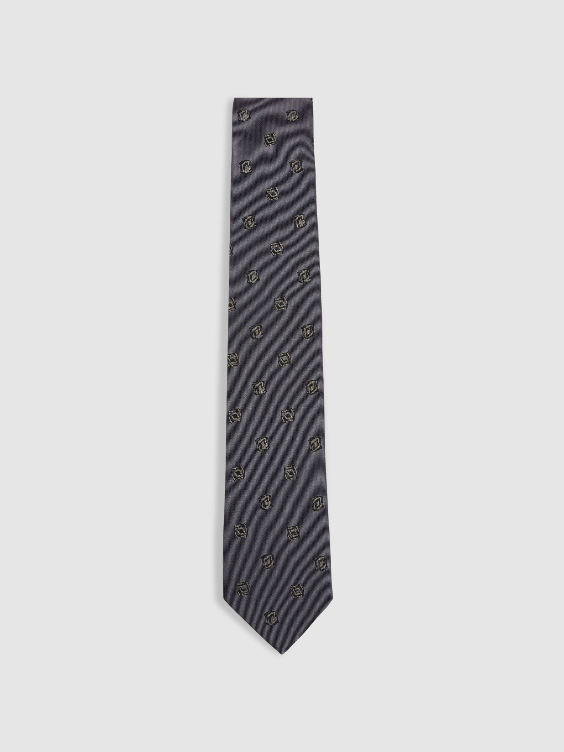 Silk Blend Jacquard Tie in Steel Blue - Image 1 of 5