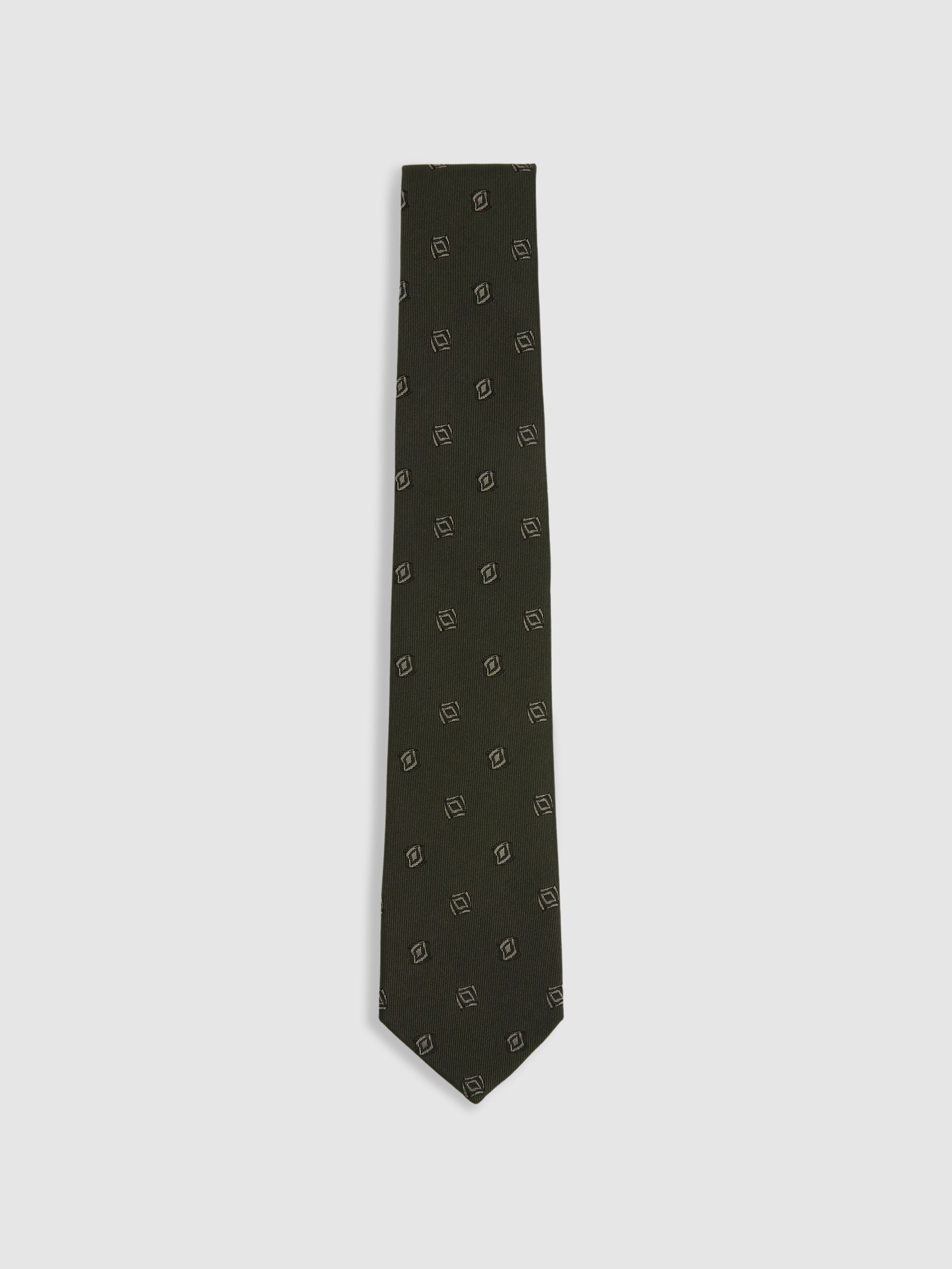 Silk Blend Jacquard Tie in Forest Green - Image 1 of 5