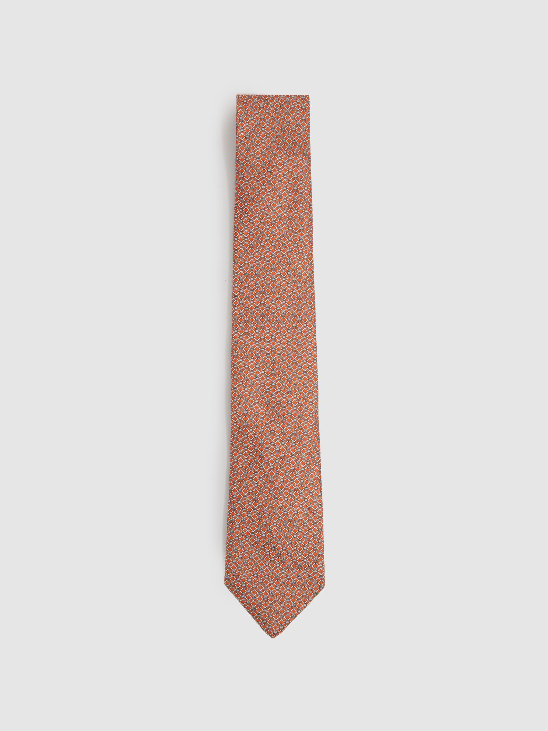 Silk Chain Pattern Tie in Bright Orange - Image 1 of 5