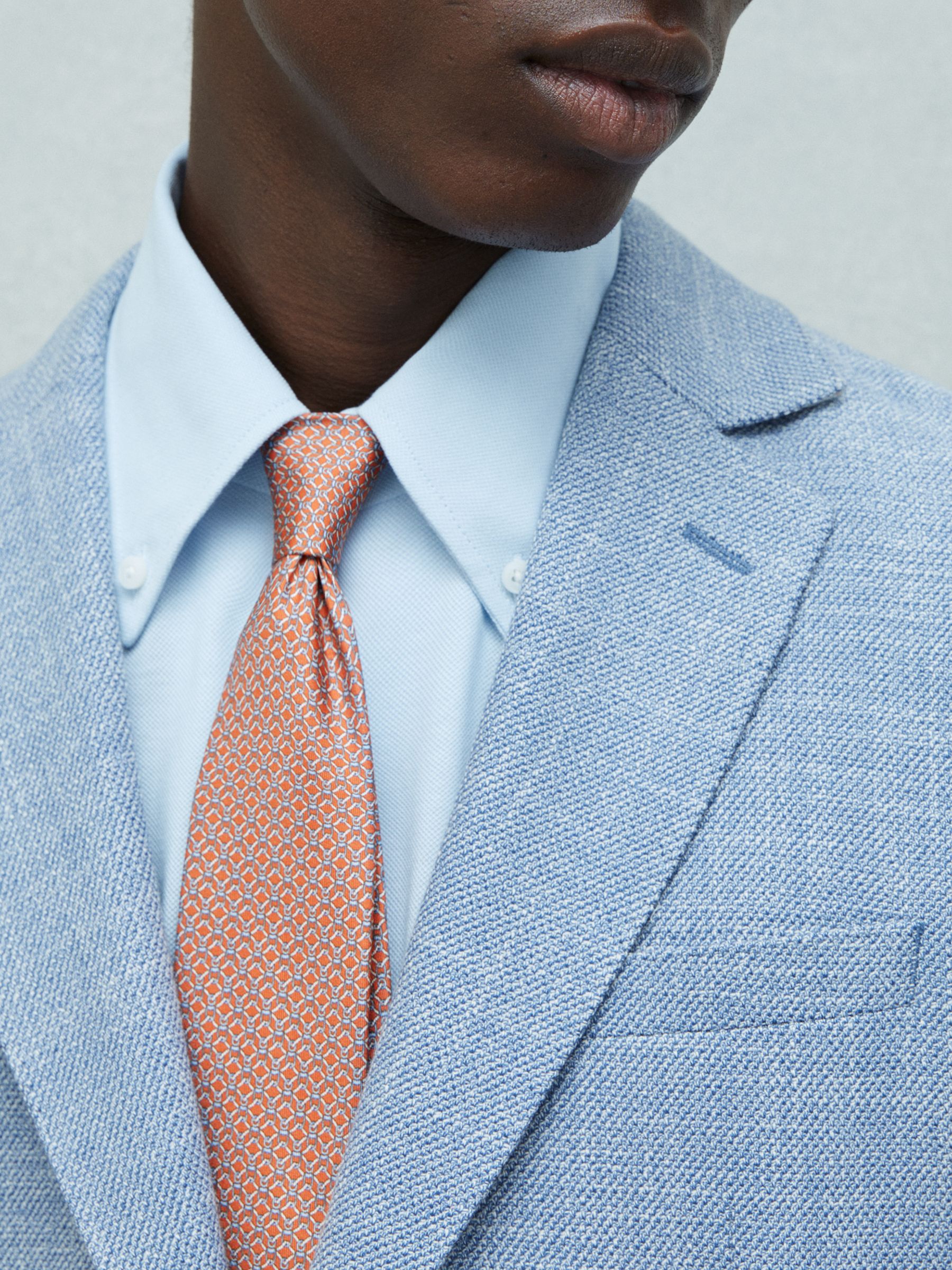 Silk Chain Pattern Tie in Bright Orange - Image 2 of 5