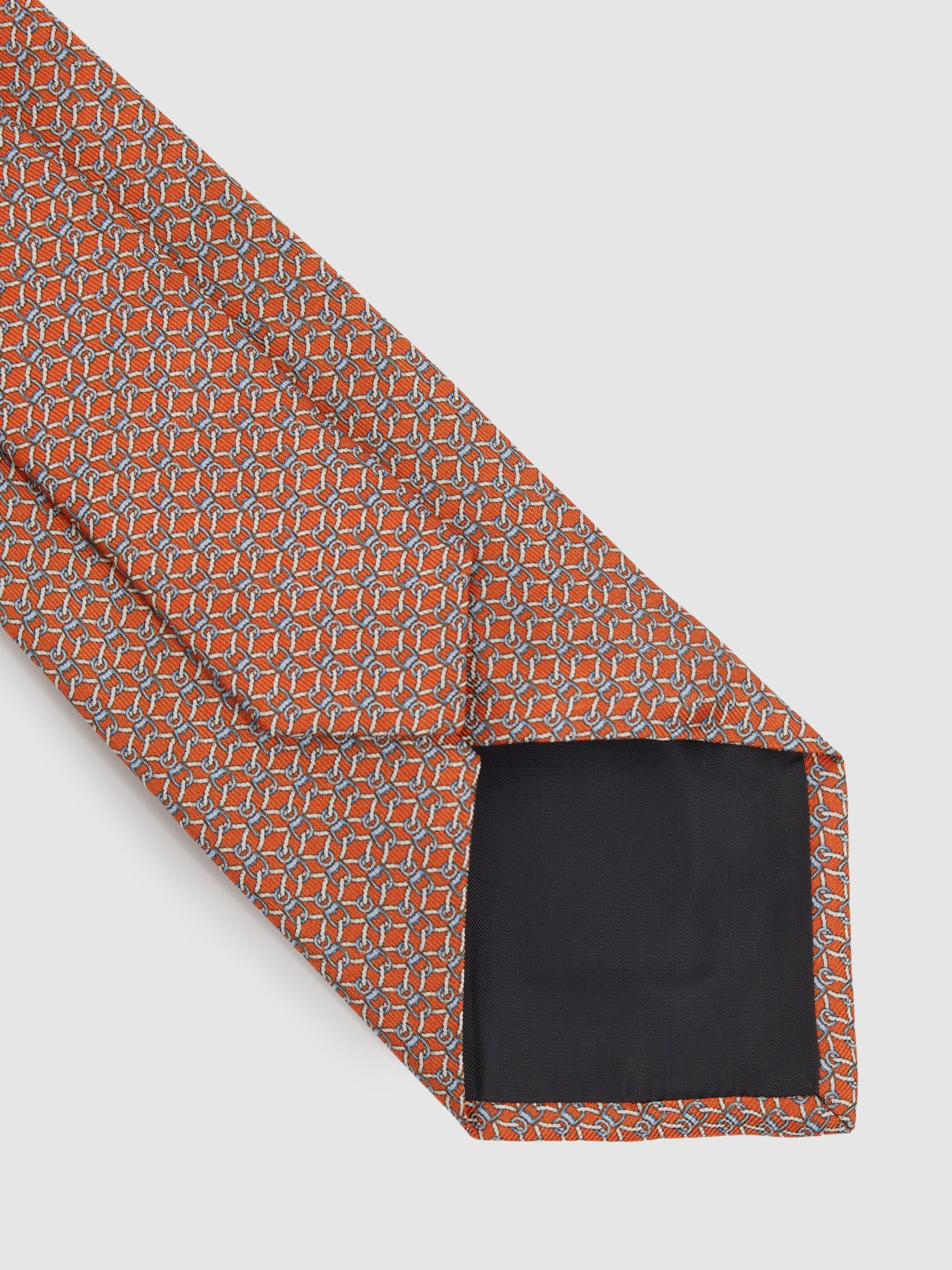Silk Chain Pattern Tie in Bright Orange - Image 4 of 5