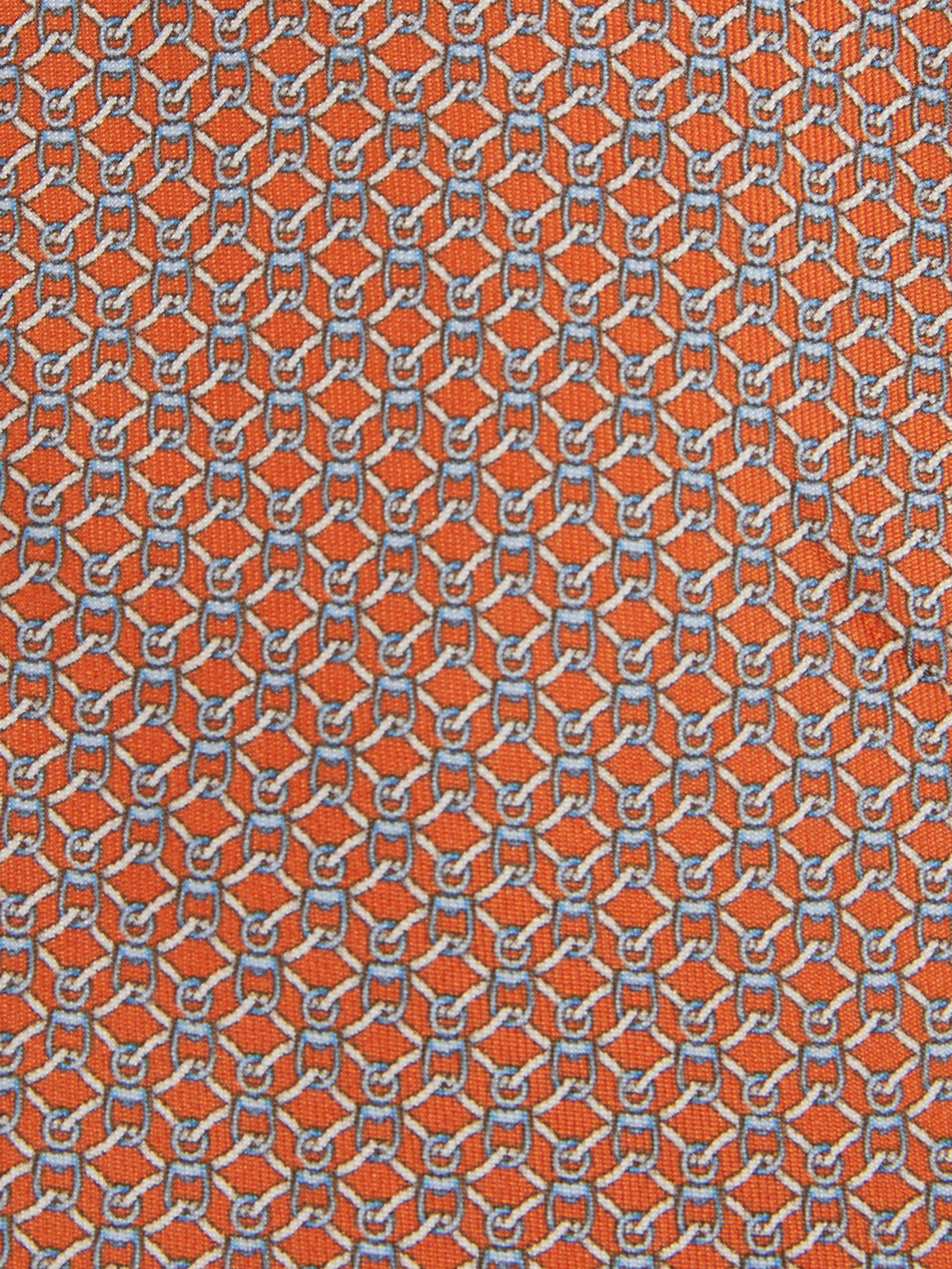 Silk Chain Pattern Tie in Bright Orange - Image 5 of 5