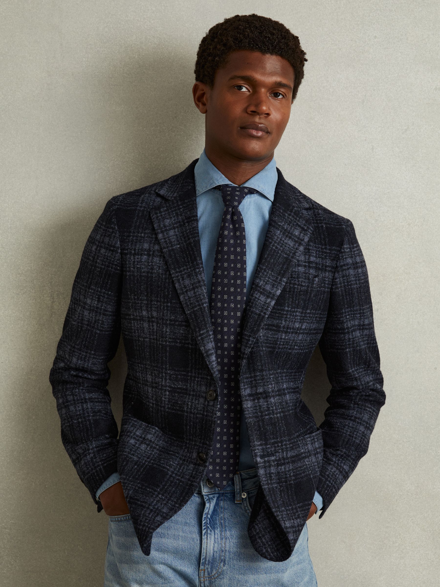 Anzio Navy Silk Blend Foulard Medallion Print Tie - Image 2 of 5