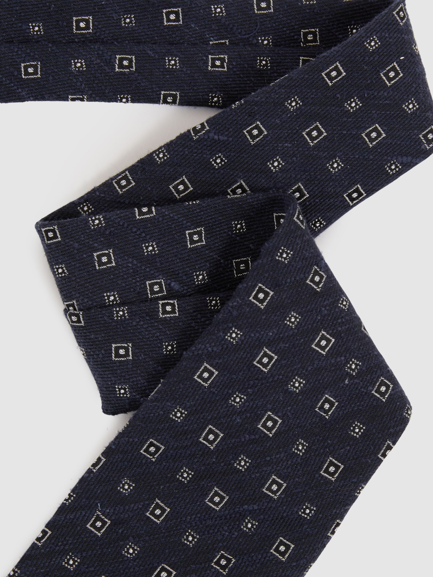 Anzio Navy Silk Blend Foulard Medallion Print Tie - Image 3 of 5