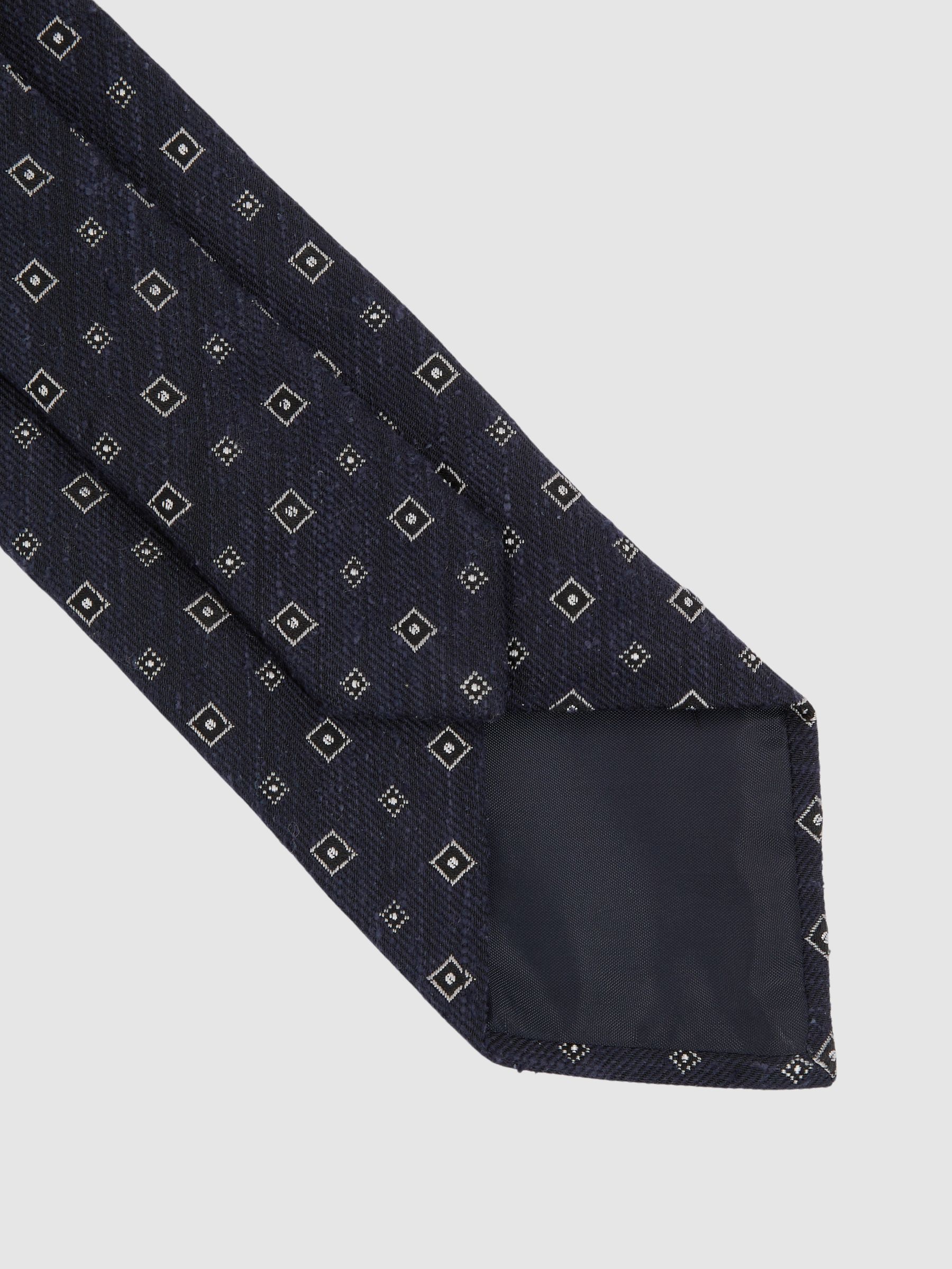 Anzio Navy Silk Blend Foulard Medallion Print Tie - Image 4 of 5