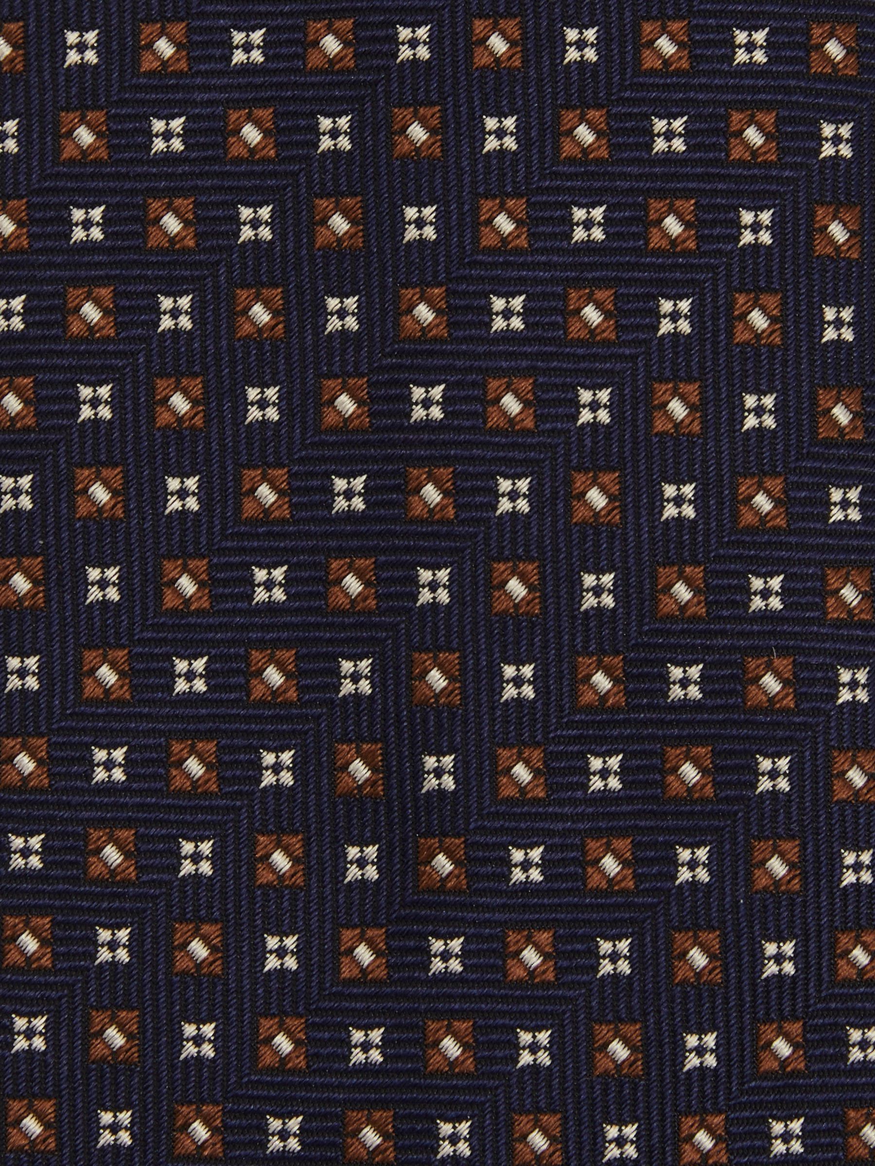 Silk Blend Foulard Floral Tie in Navy/Tobacco - Image 5 of 5