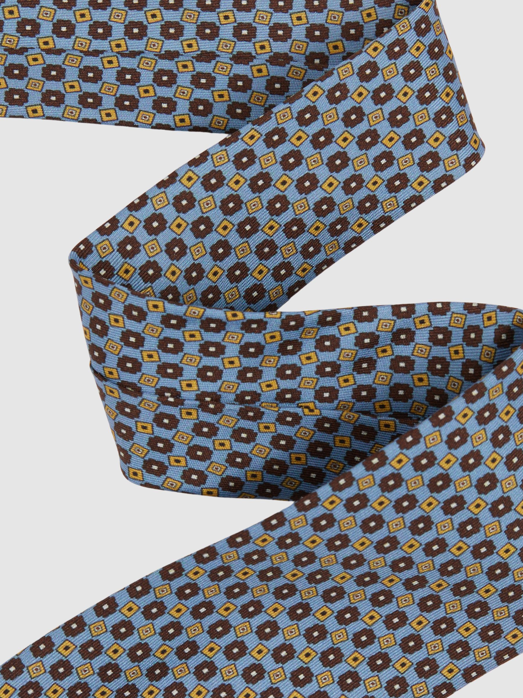 Silk Floral Print Tie in Soft Blue - Image 3 of 5