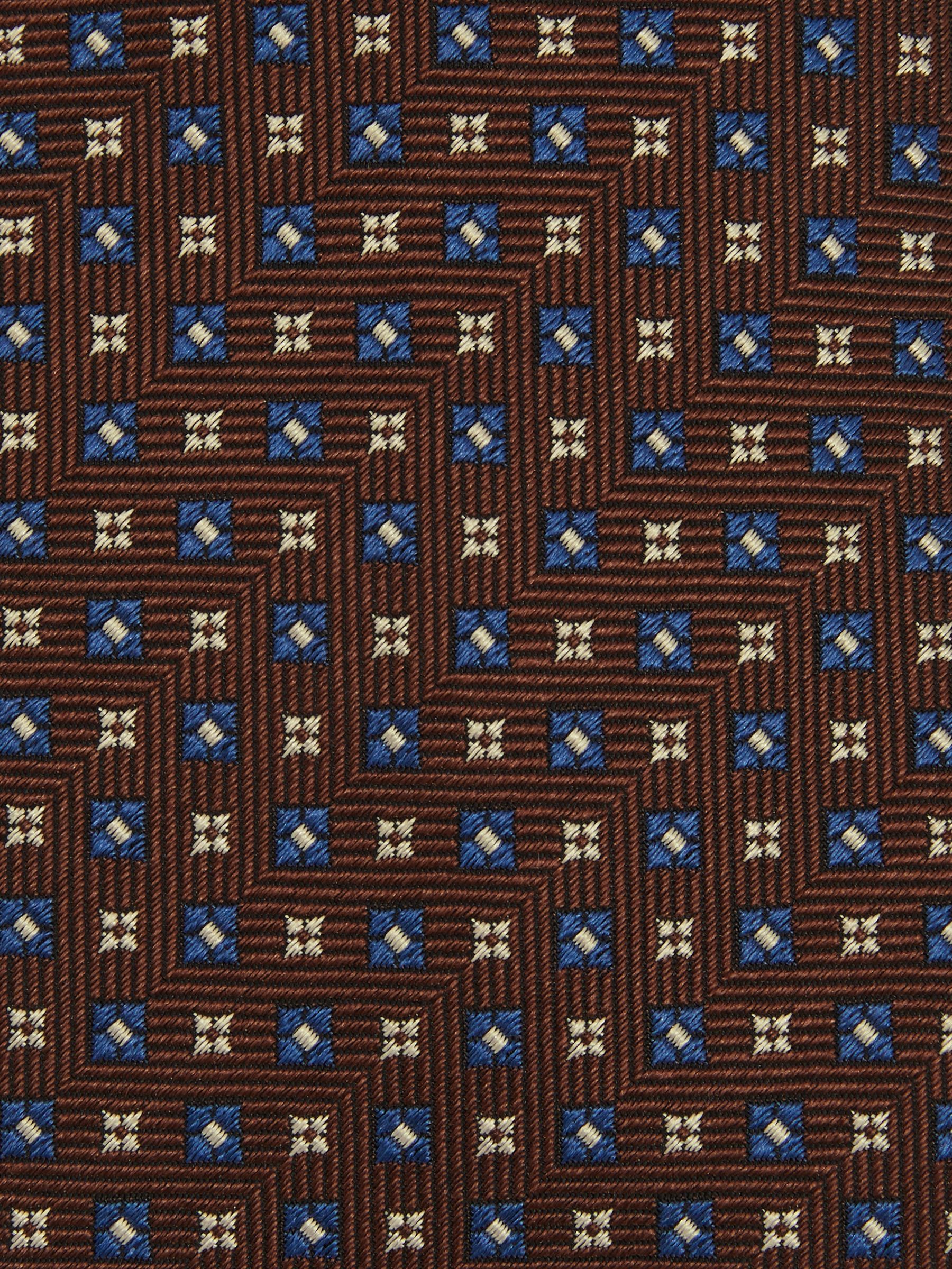 Silk Blend Foulard Floral Tie in Tobacco/Navy - Image 5 of 5