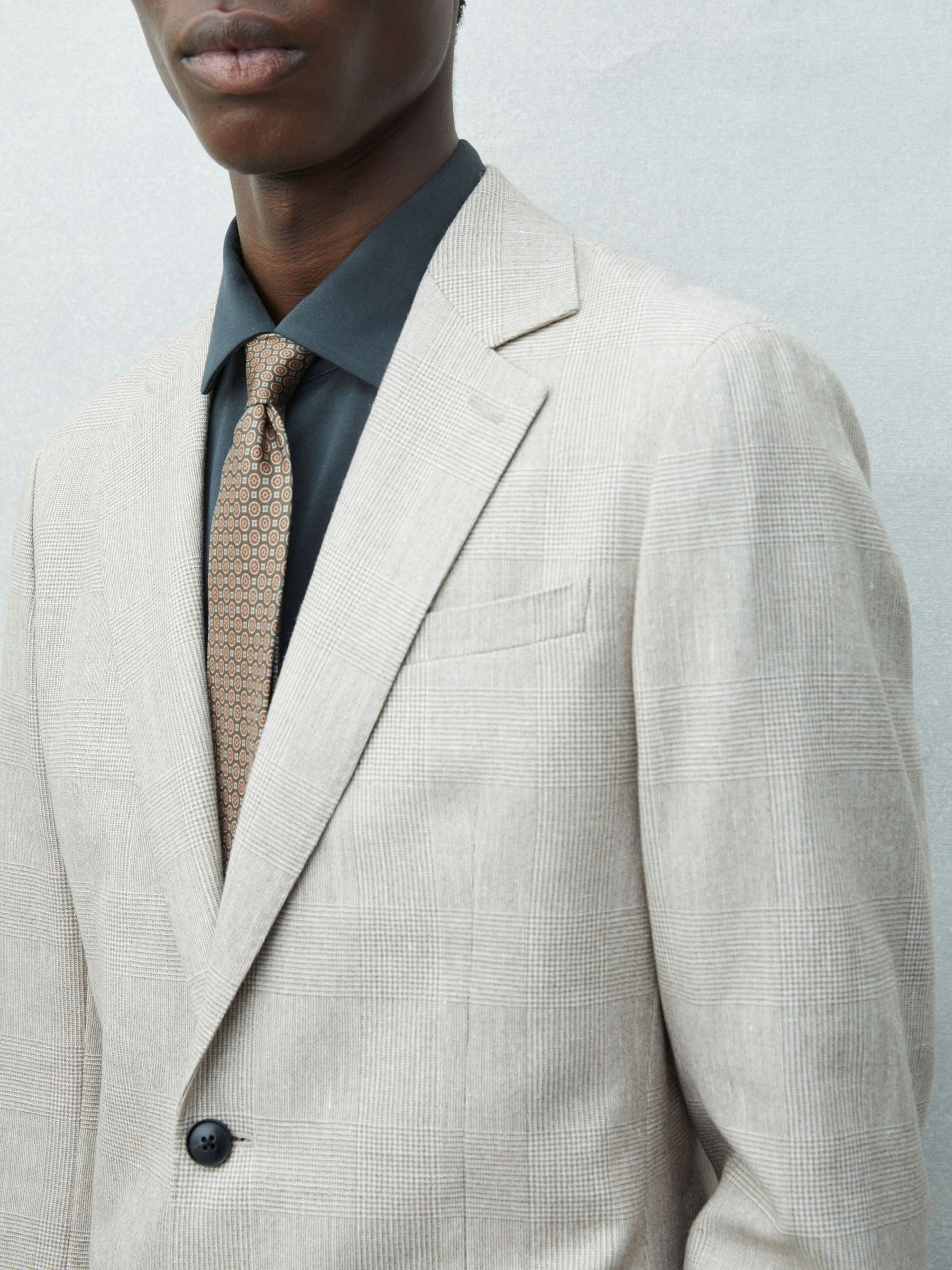 Silk Medallion Print Tie in Olive - Image 2 of 5