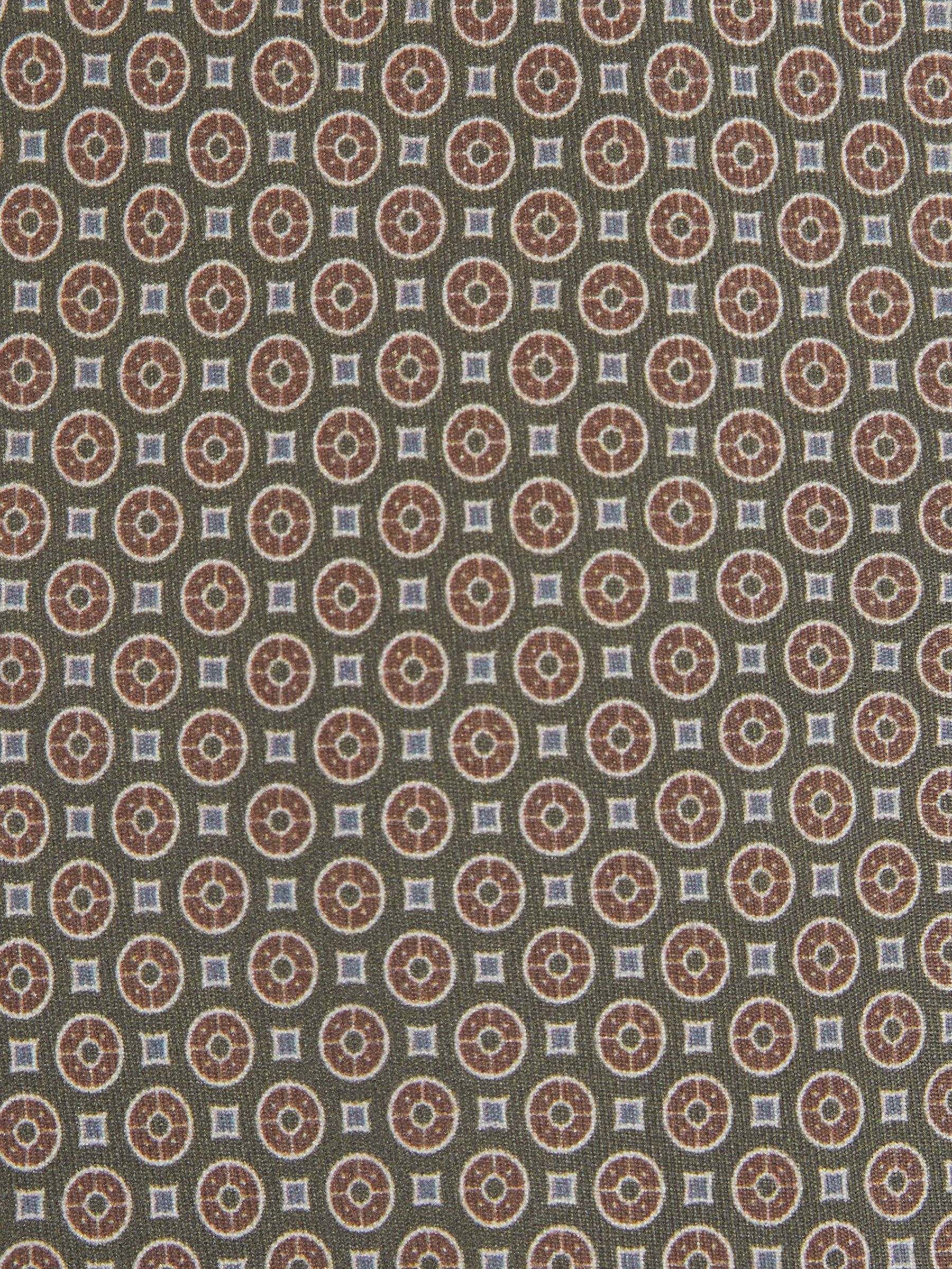Silk Medallion Print Tie in Olive - Image 5 of 5