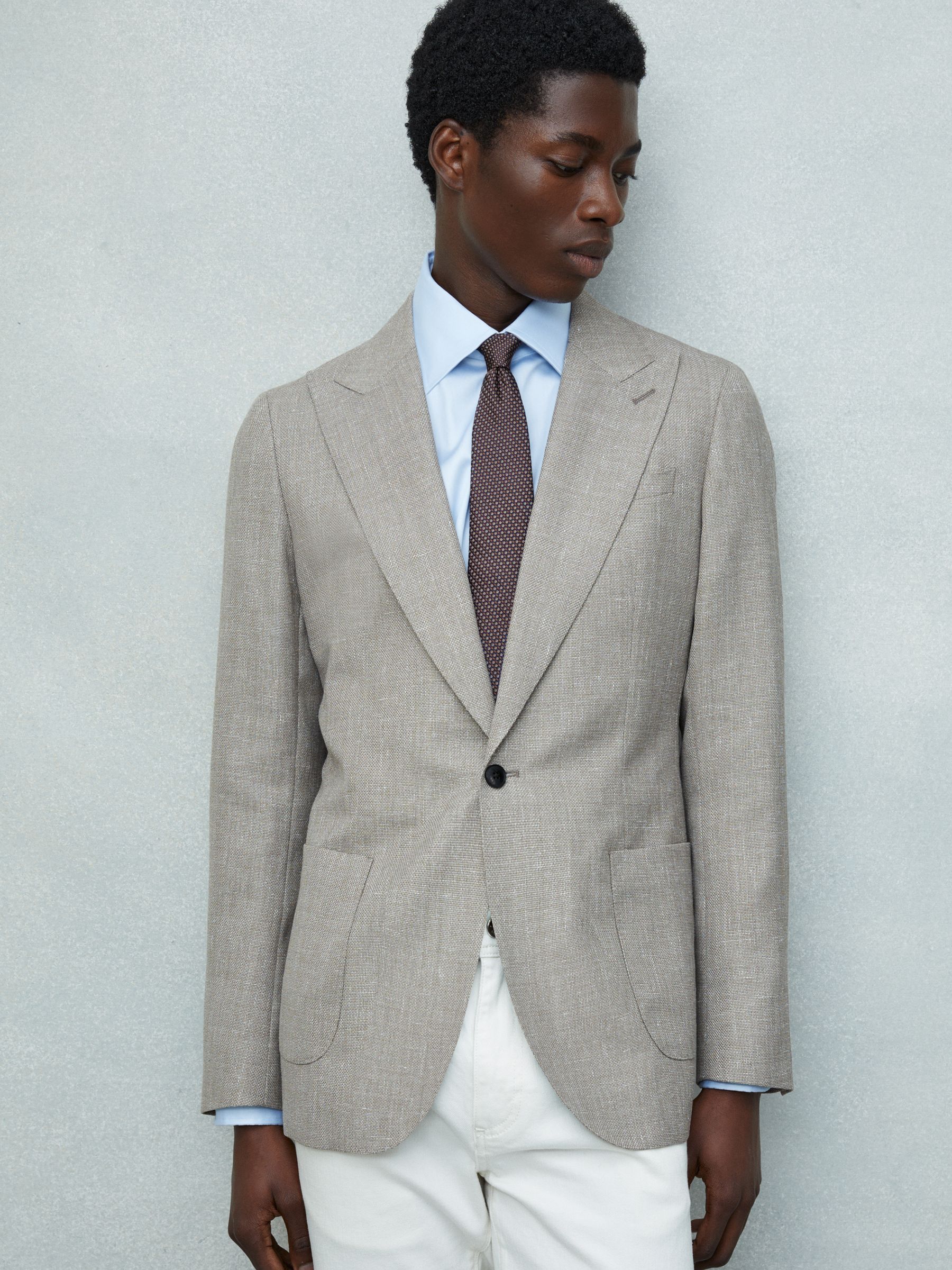 Silk Blend Textured Weave Tie in Dark Brown - Image 2 of 5