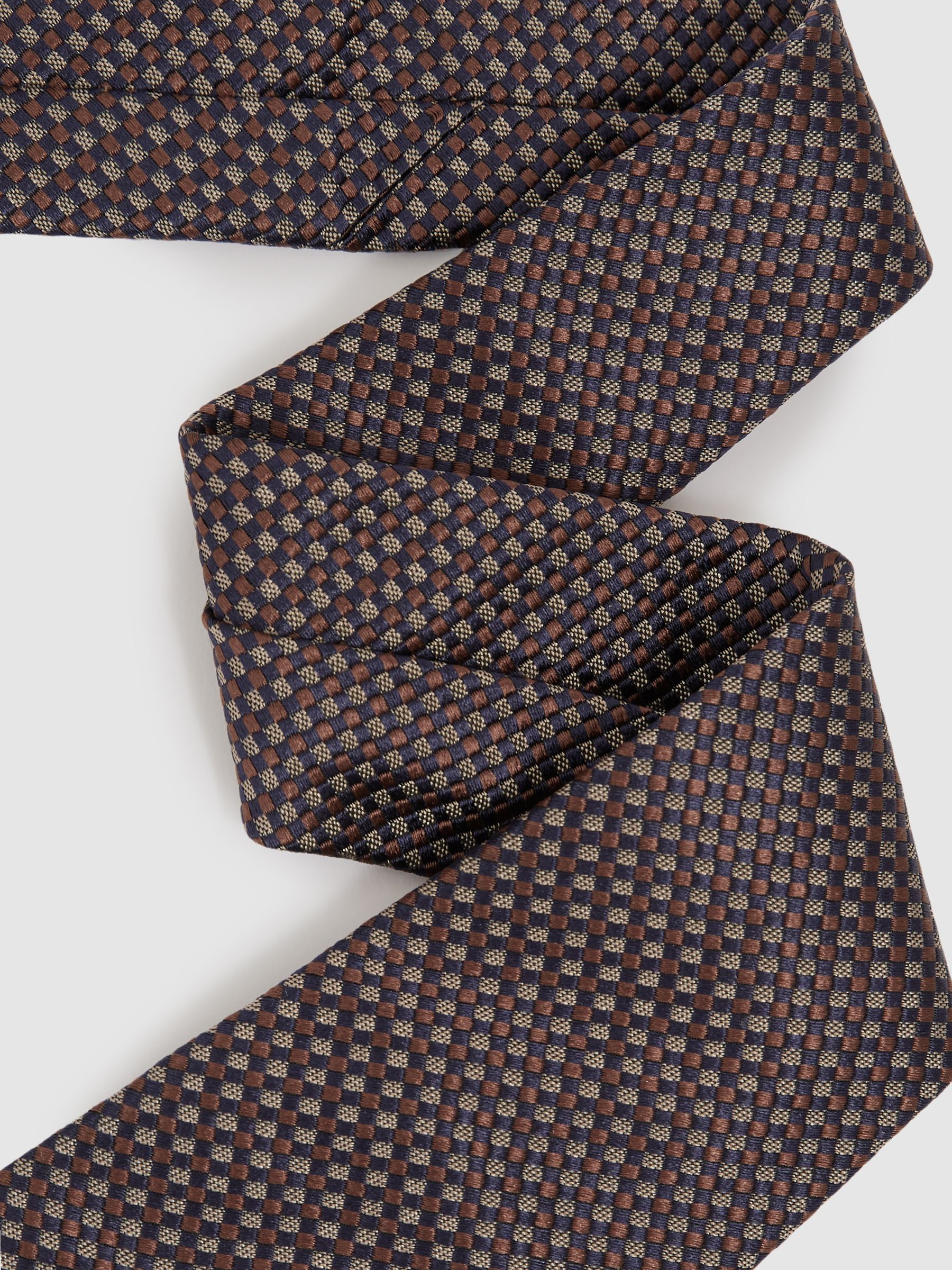 Silk Blend Textured Weave Tie in Dark Brown - Image 3 of 5