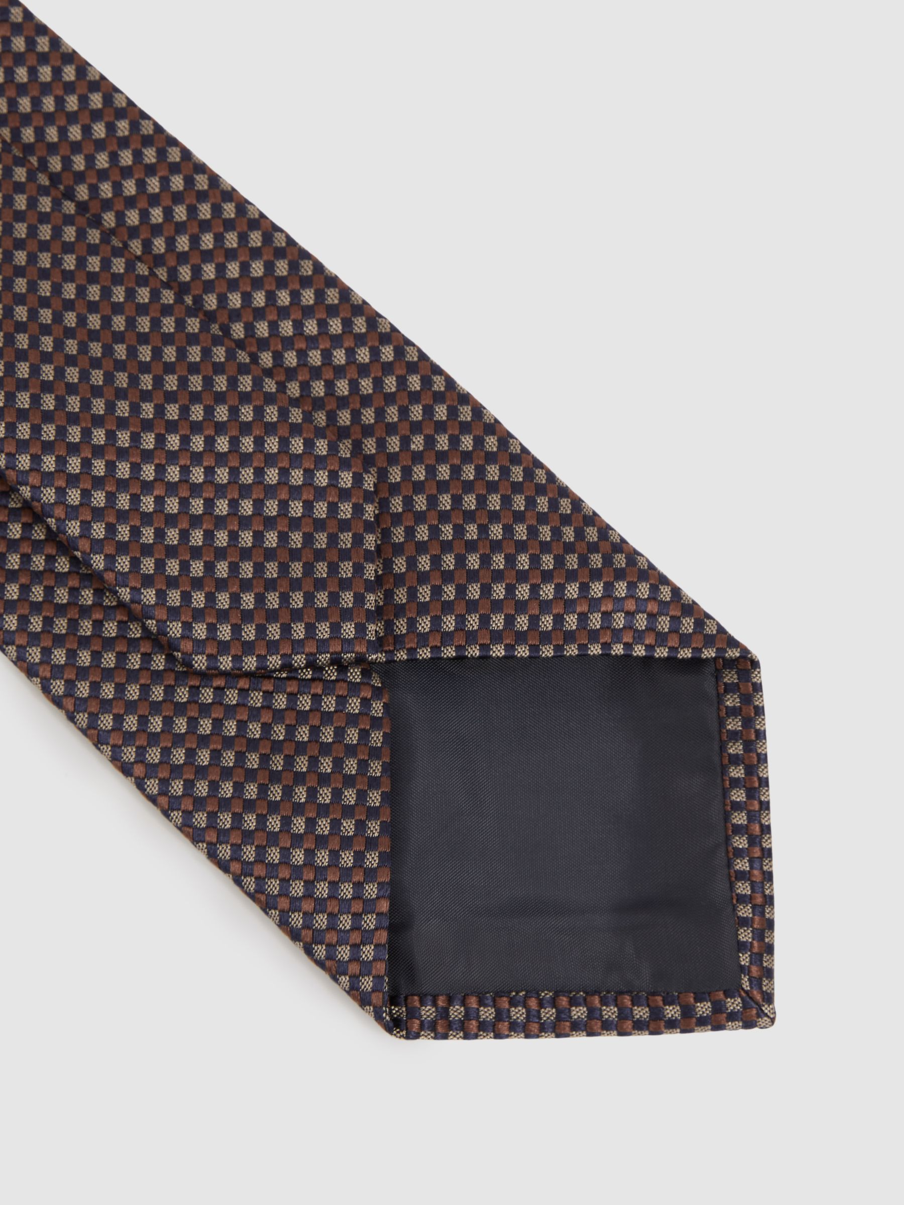 Silk Blend Textured Weave Tie in Dark Brown - Image 4 of 5