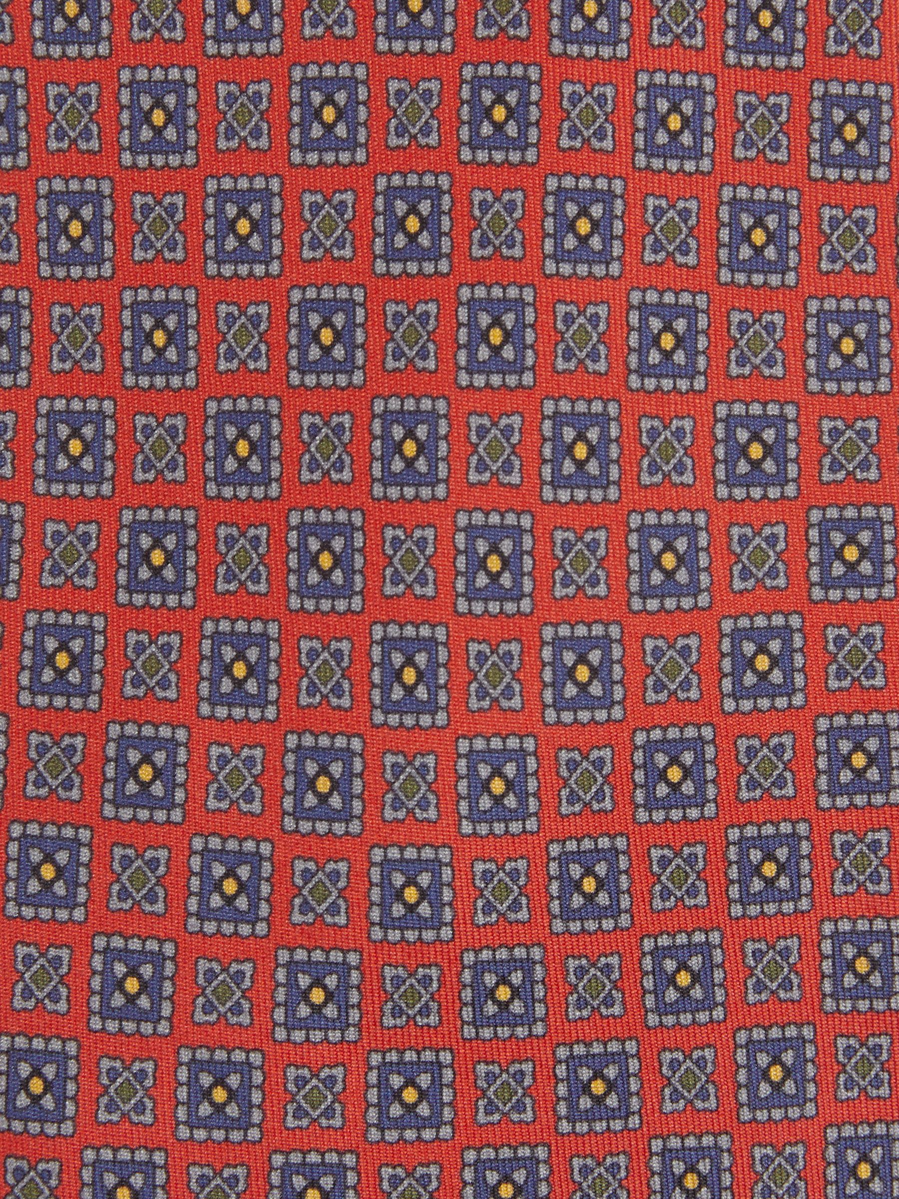Silk Square Floral Tie in Bright Orange - Image 5 of 5