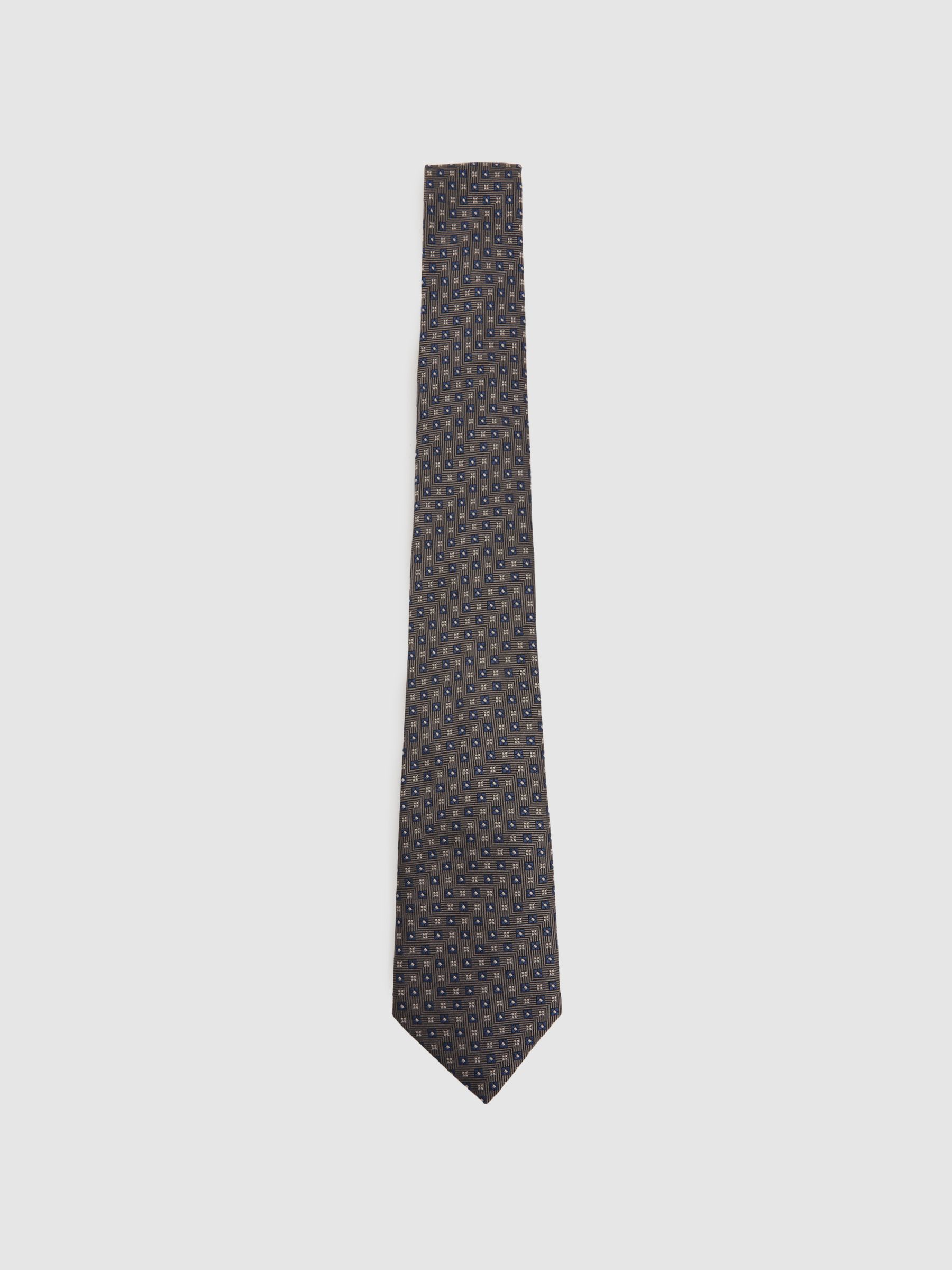 Silk Blend Foulard Floral Tie in Charcoal - Image 1 of 5