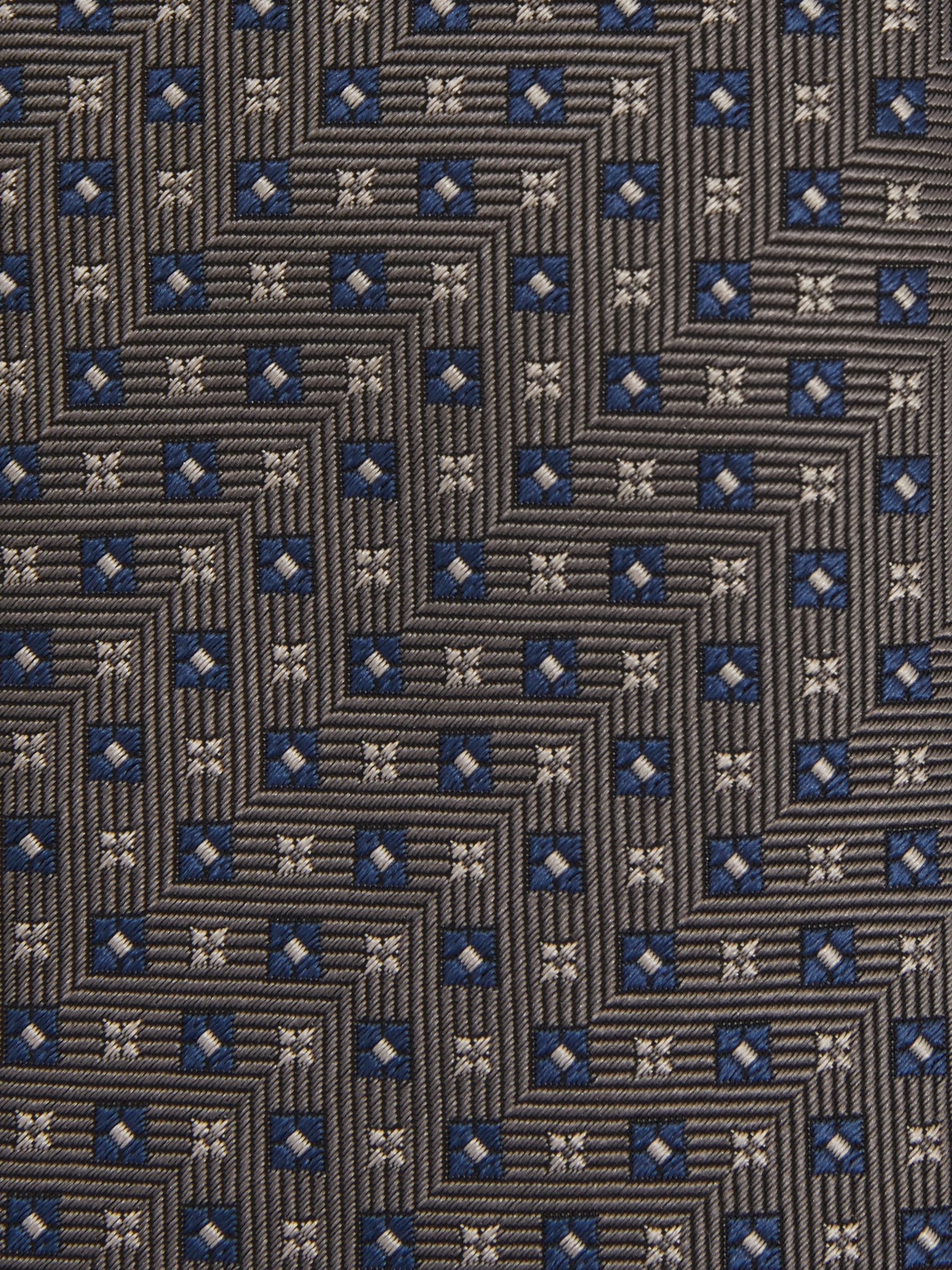Silk Blend Foulard Floral Tie in Charcoal - Image 5 of 5