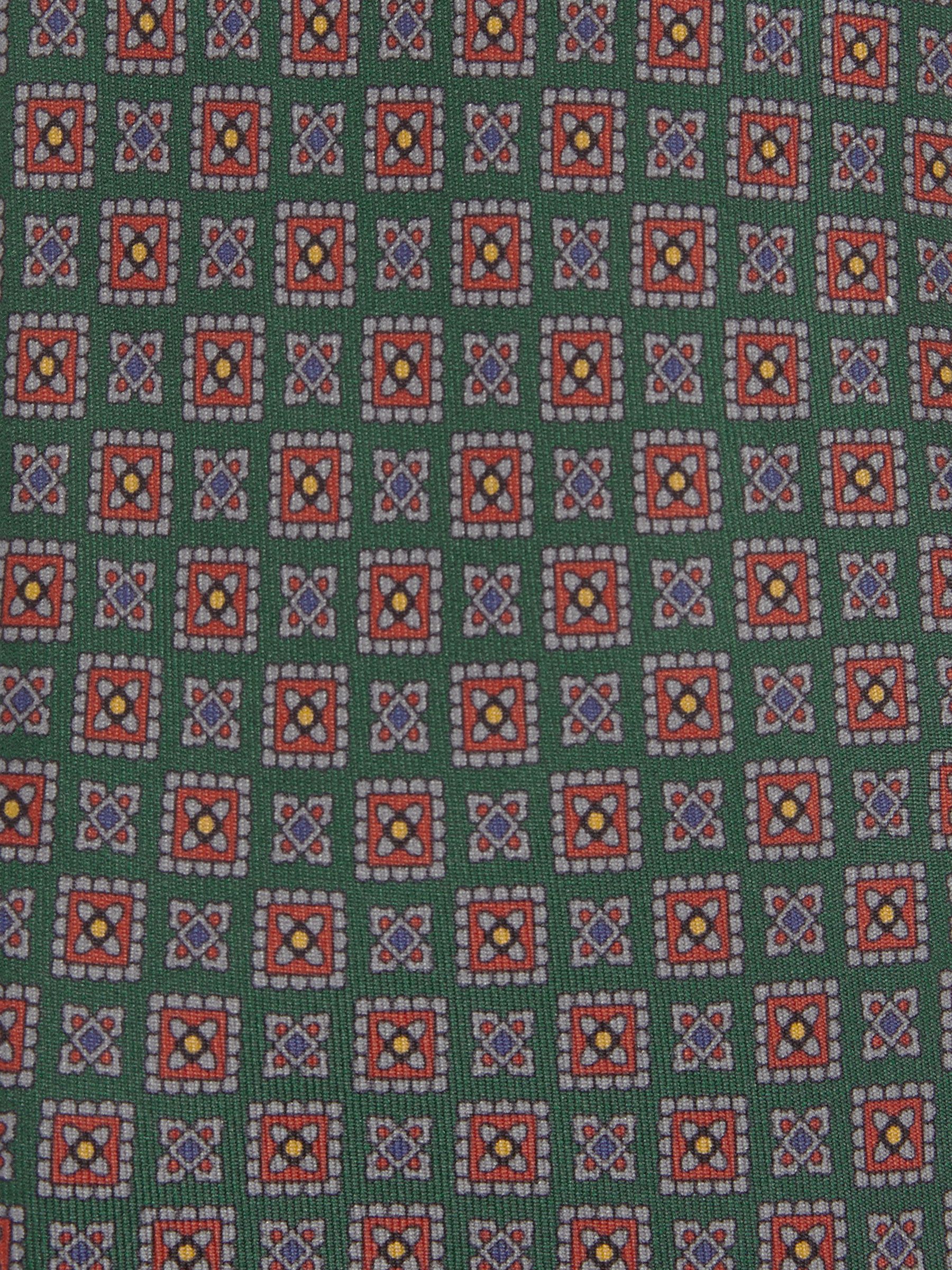 Silk Square Floral Tie in Forest Green - Image 5 of 5
