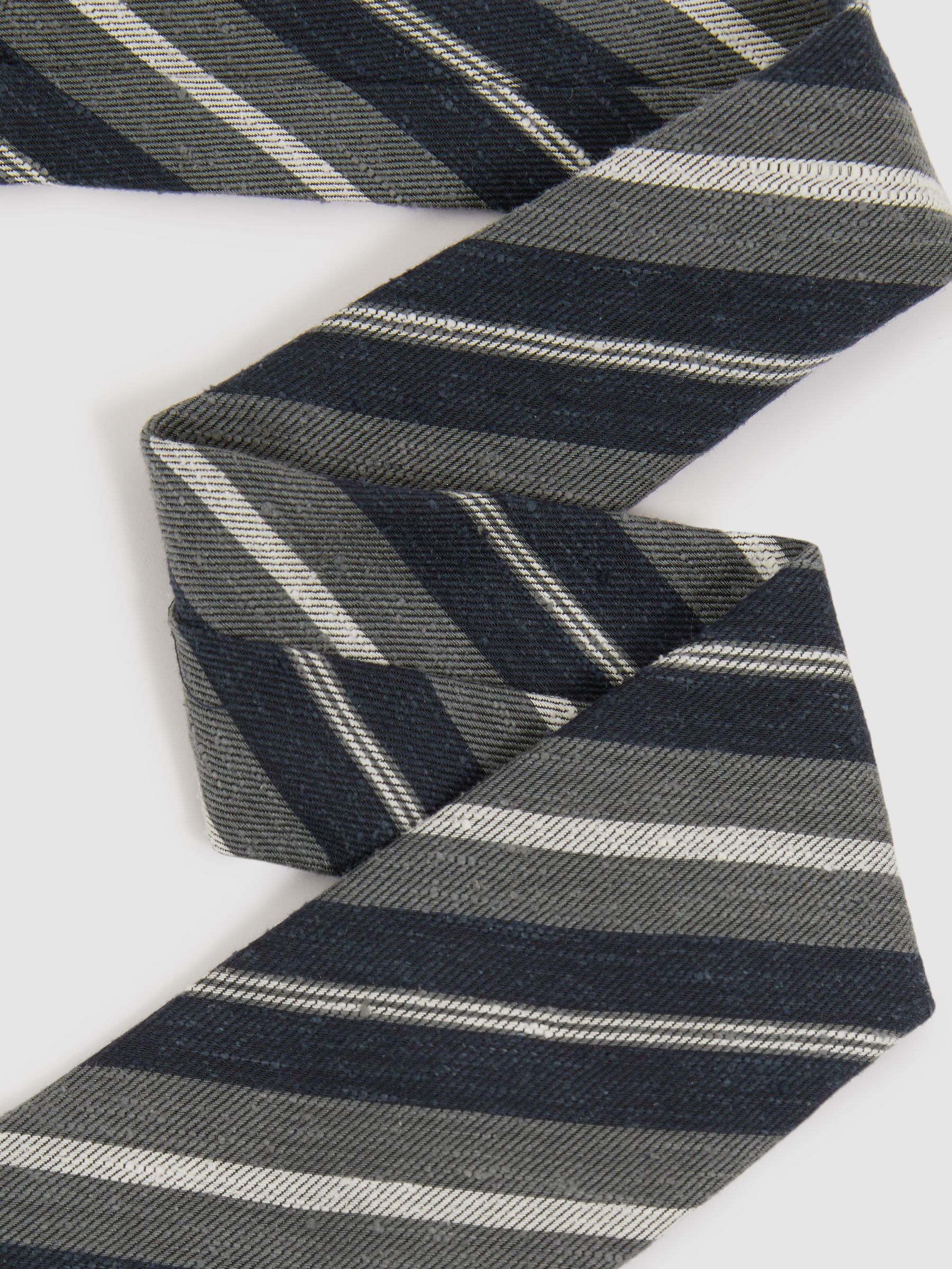 Verona Navy/Charcoal Textured Stripe Silk Blend Tie - Image 3 of 5