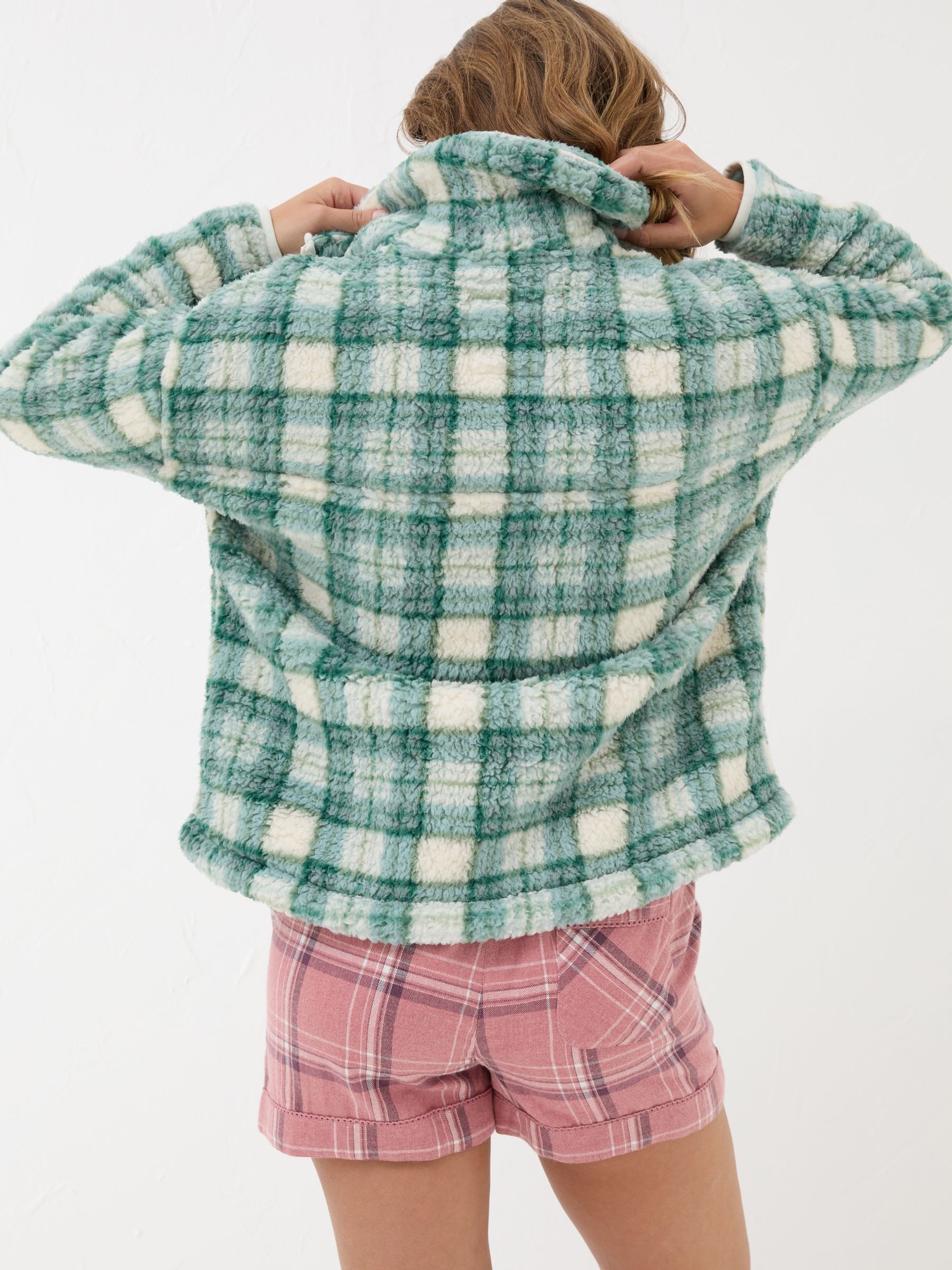 Borg Green Check Half Zip Fleece - Image 3 of 9
