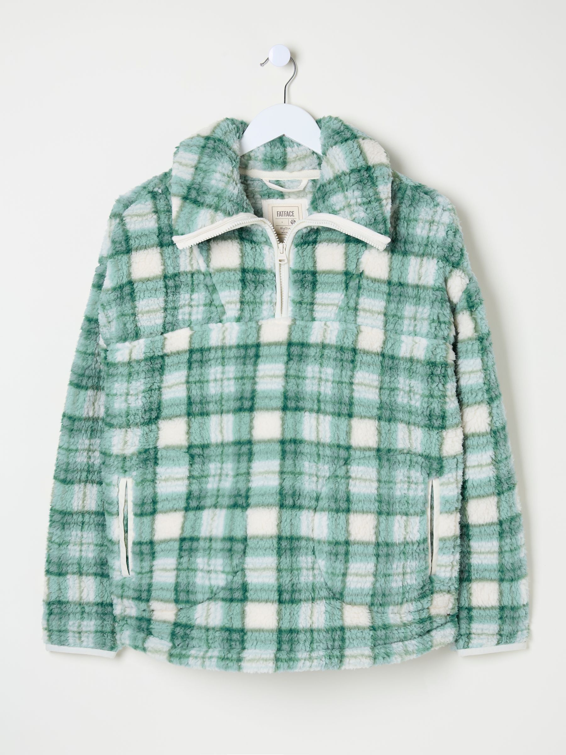 Borg Green Check Half Zip Fleece - Image 9 of 9